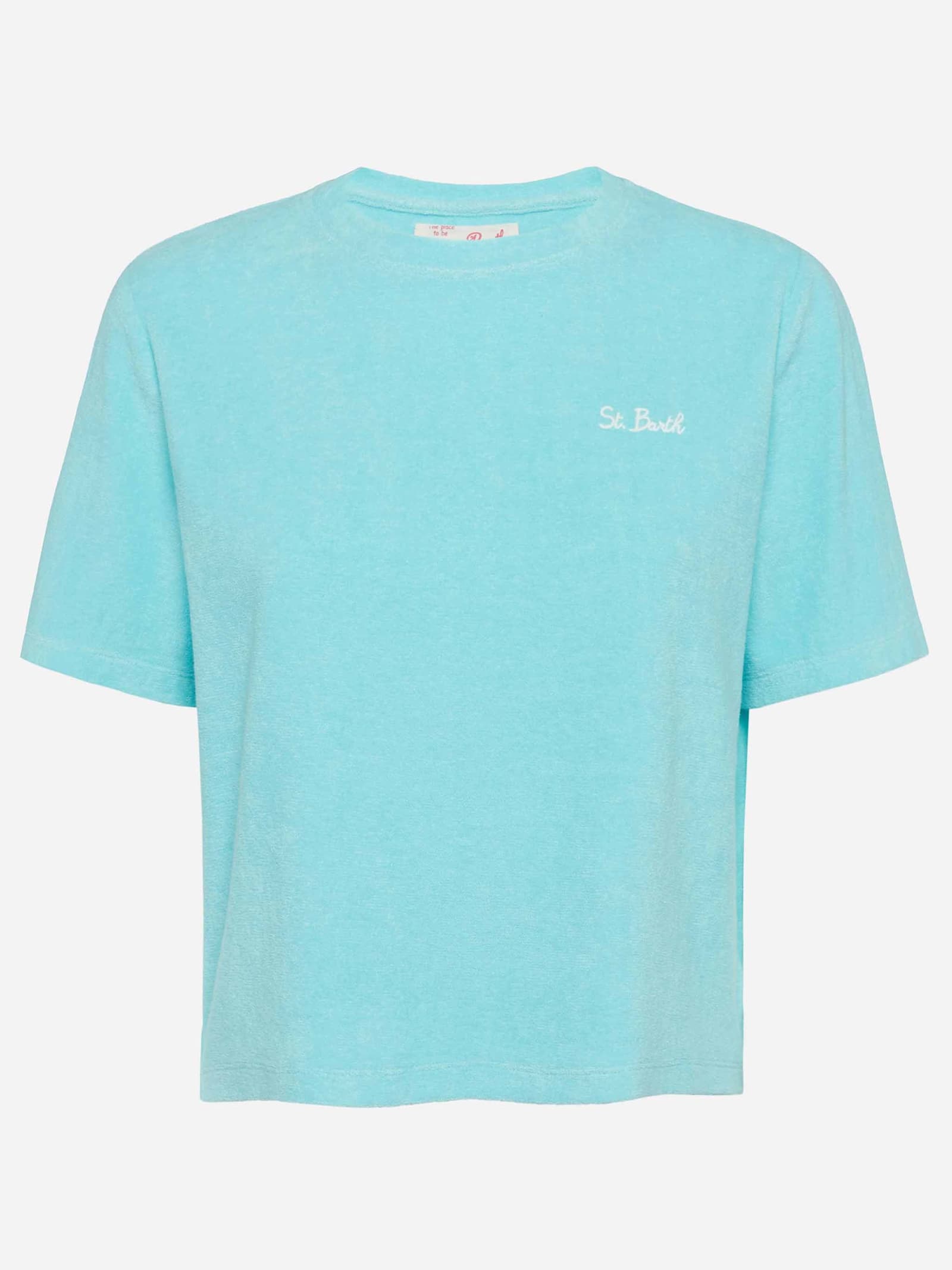 Mc2 Saint Barth Water Green Terry Cotton T-shirt Aleja In Green