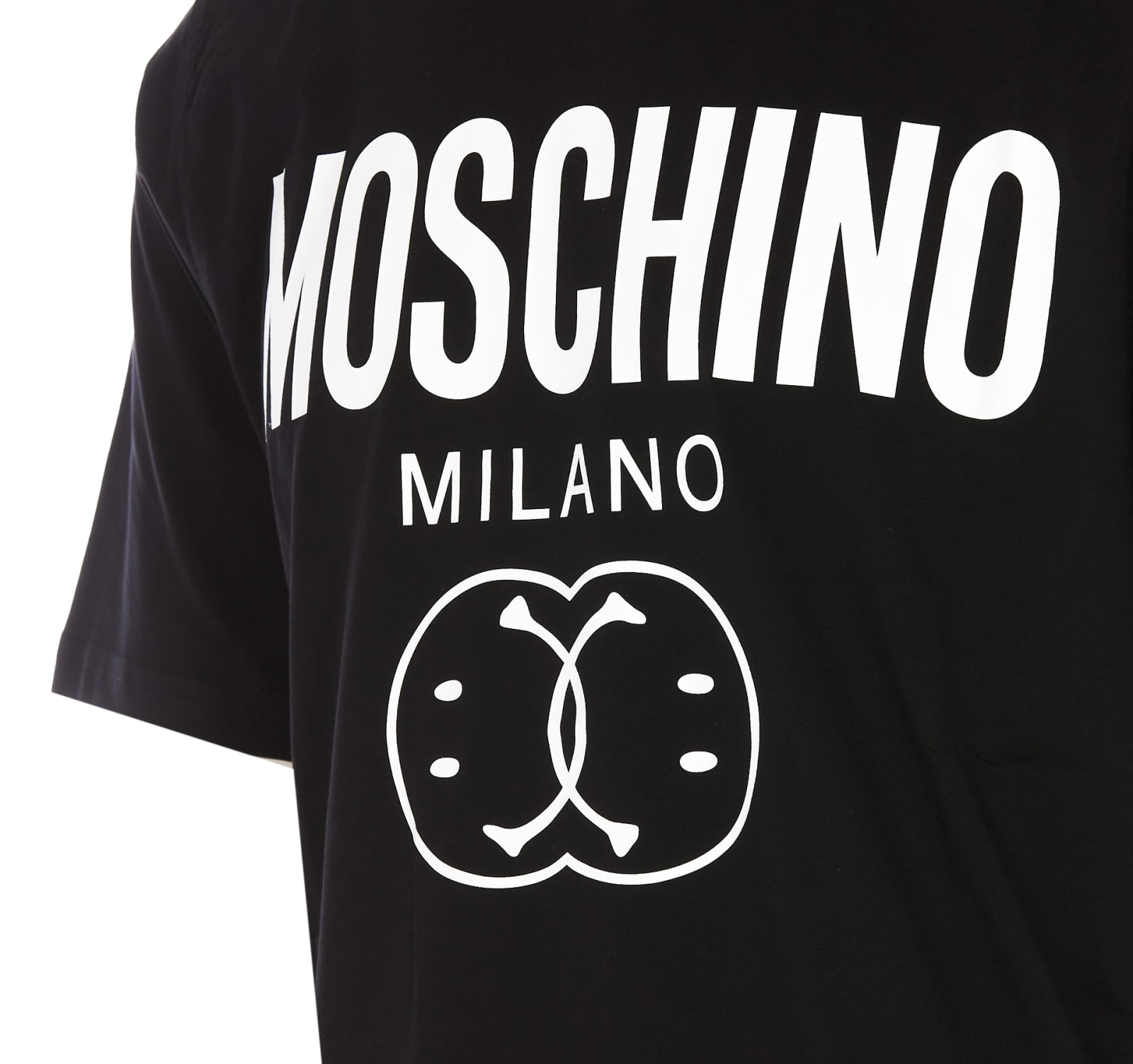 Shop Moschino Double Smiley Logo T-shirt In Black