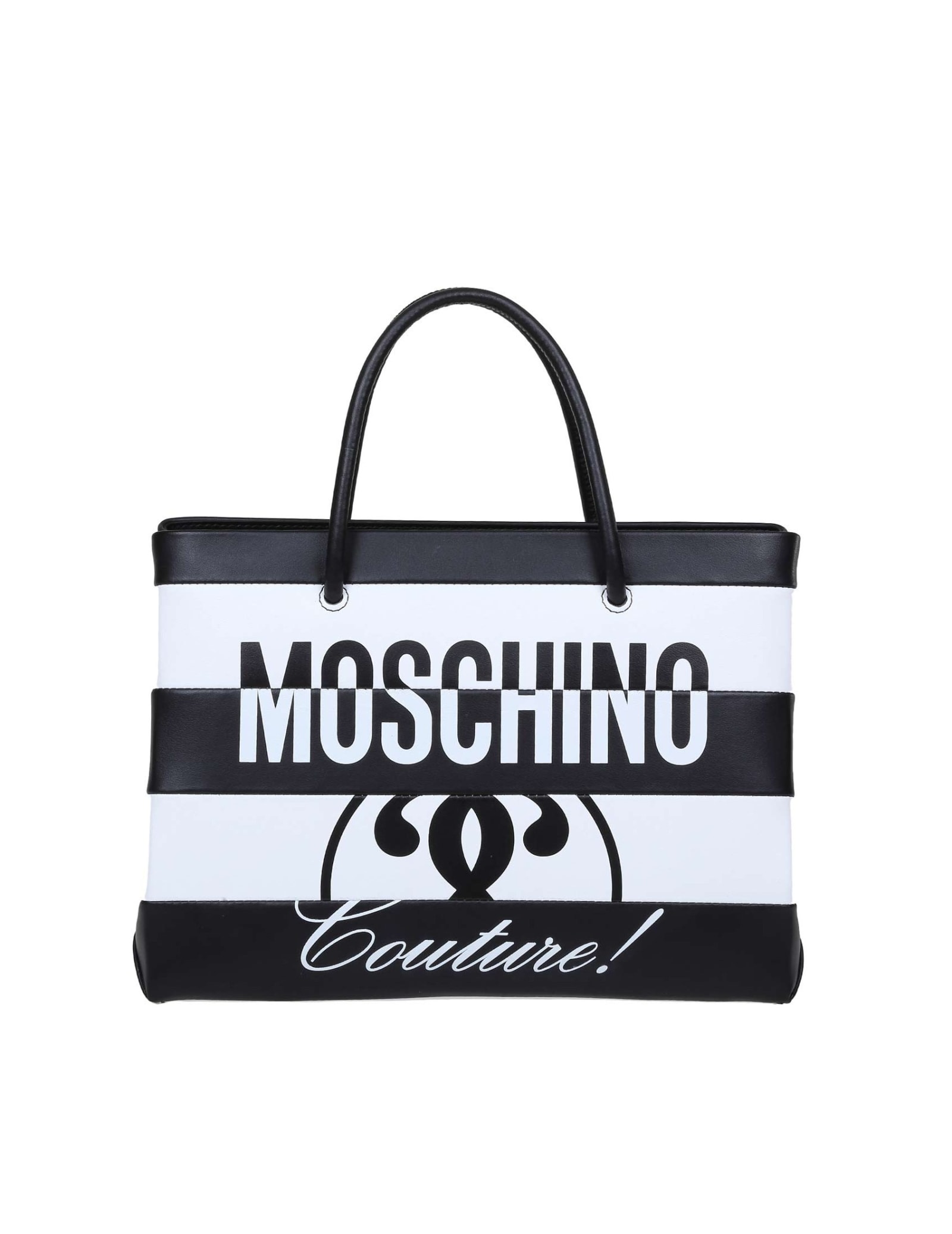 Moschino Handbag In Black & White Calfskin