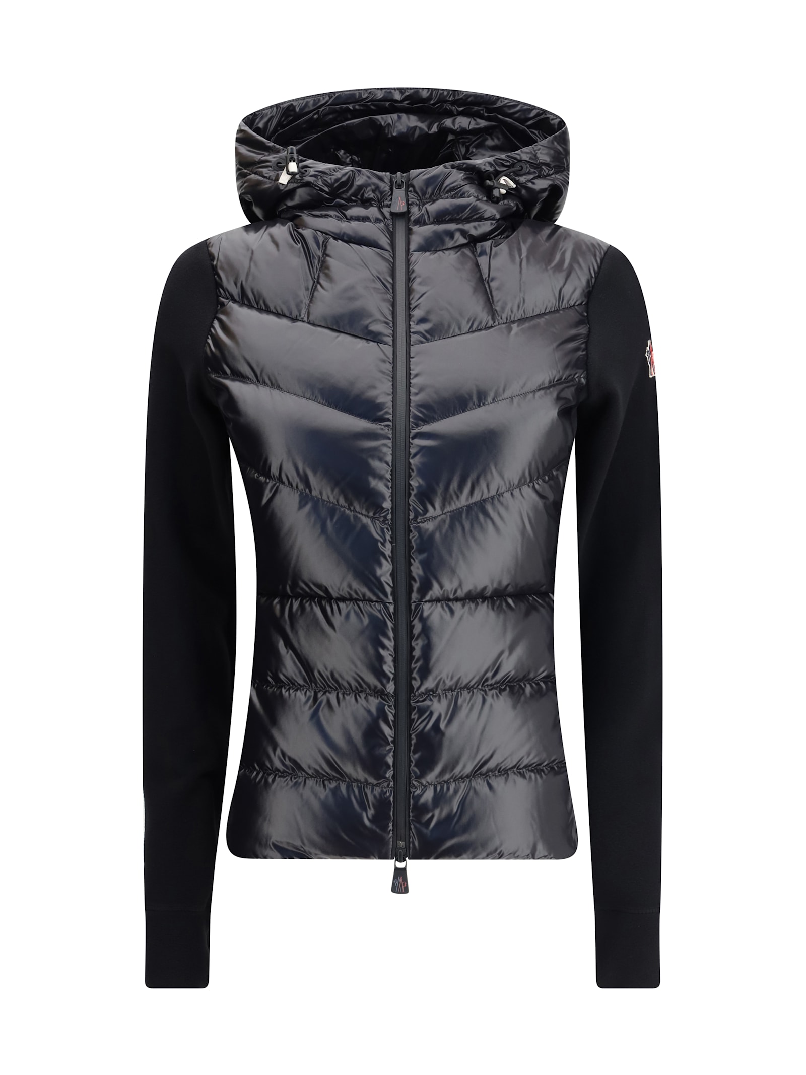 Moncler Grenoble Felpa Imbottita In Pile Con Zip E Cappuccio In Black