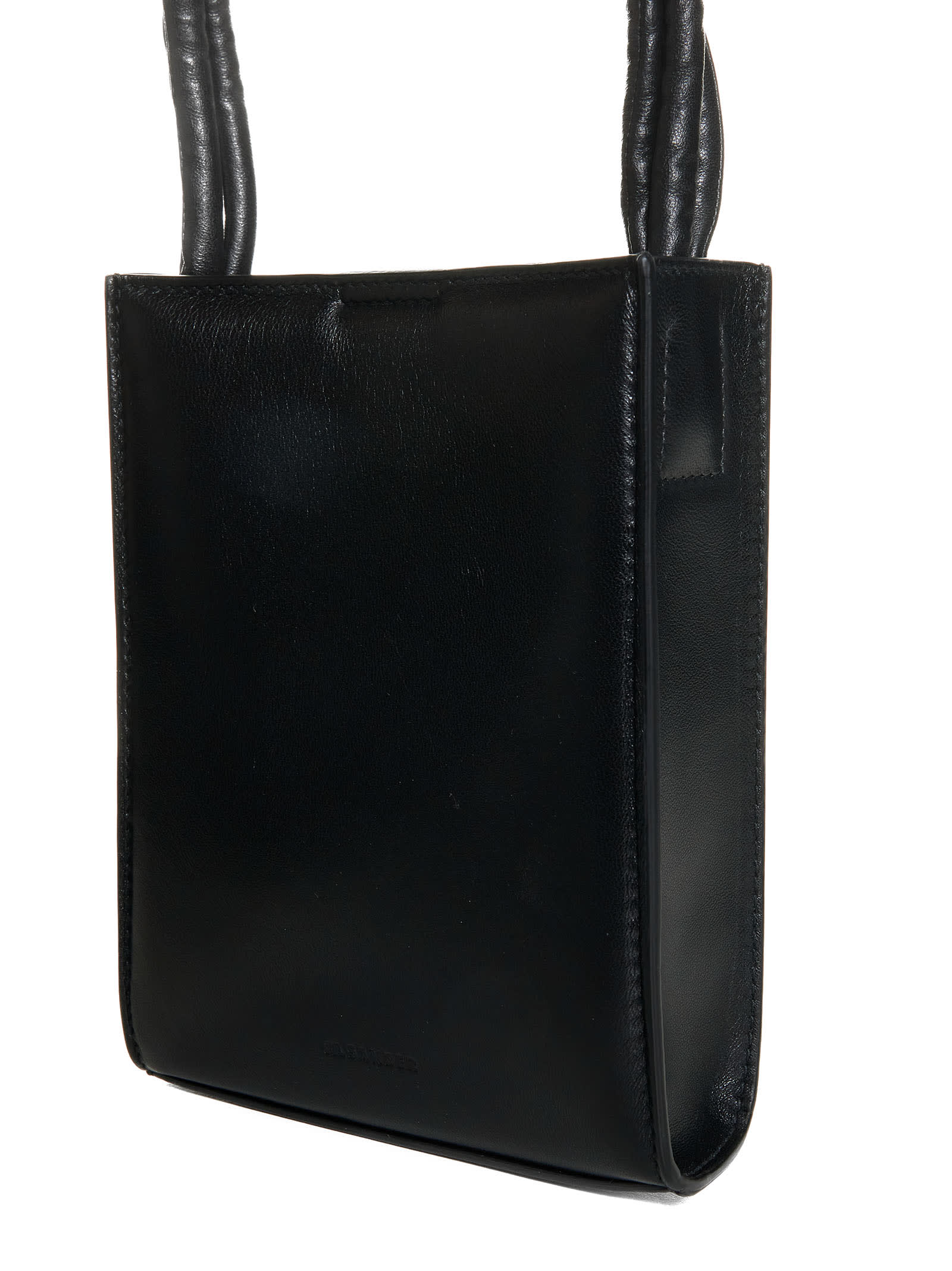 Jil Sander Black Leather Tangle Crossbody Bag In Black