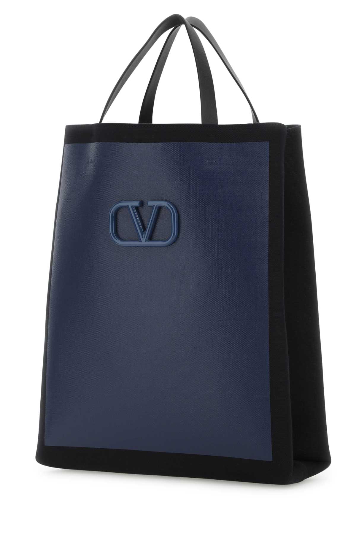 Shop Valentino Two-tone Canvas Vlogo Signature Shopping Bag In Uys