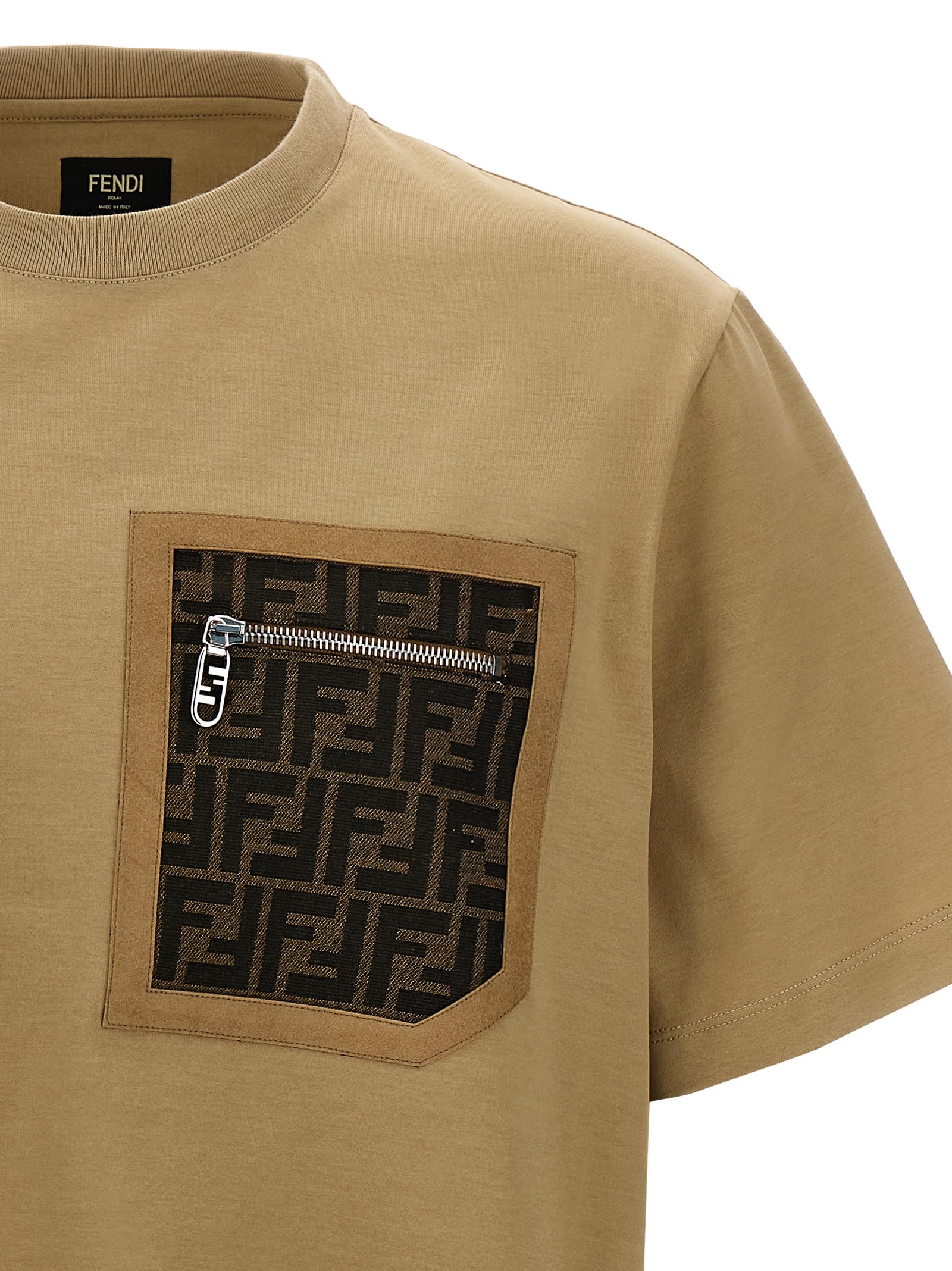 Shop Fendi Ff T-shirt In Beige