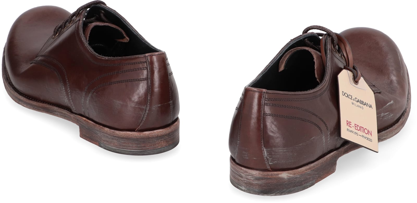 Shop Dolce & Gabbana Leather Lace-up Derby Shoes In Saddle Brown