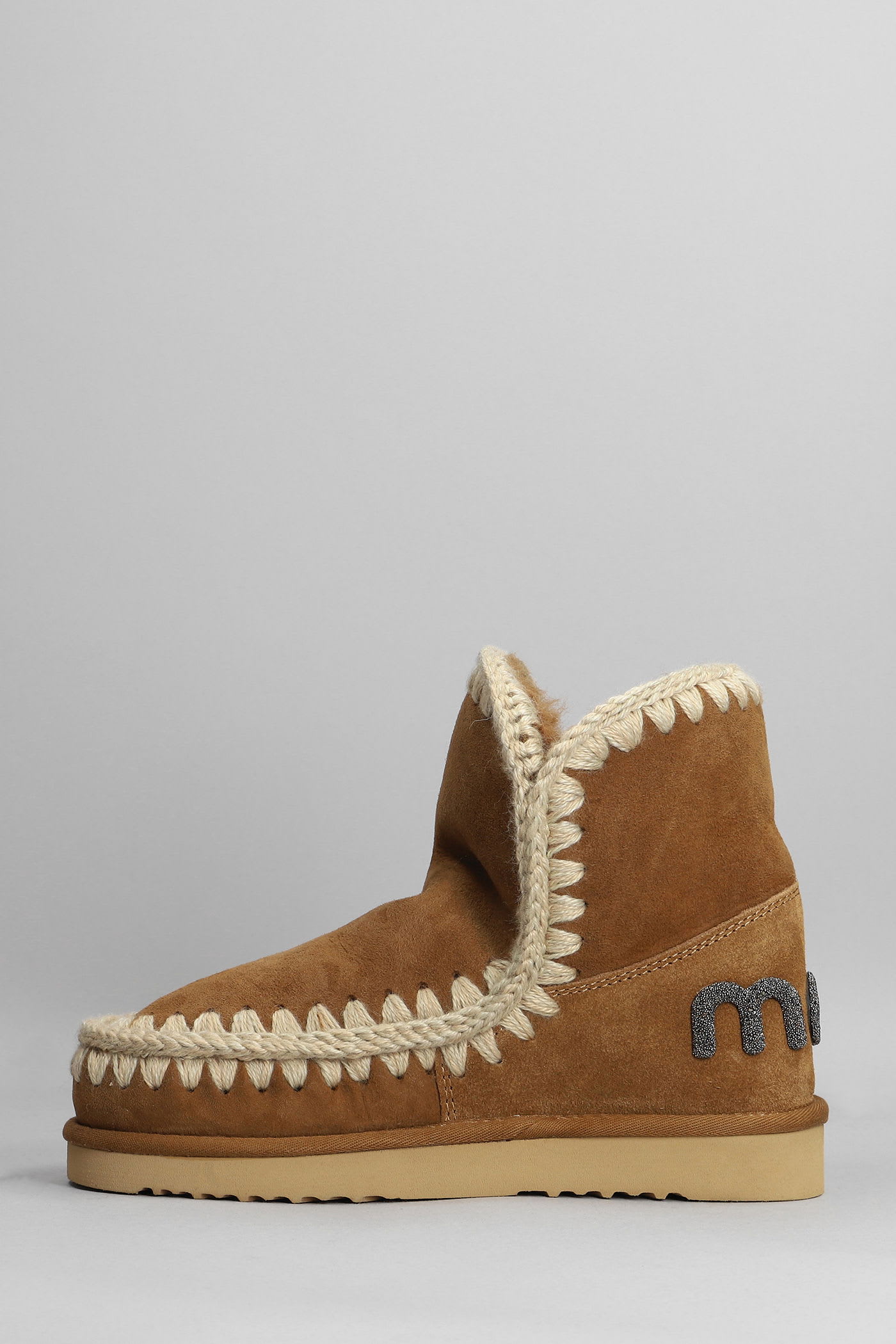 Mou Eskimo 18 Low Heels Ankle Boots In Leather Color Suede In Multi