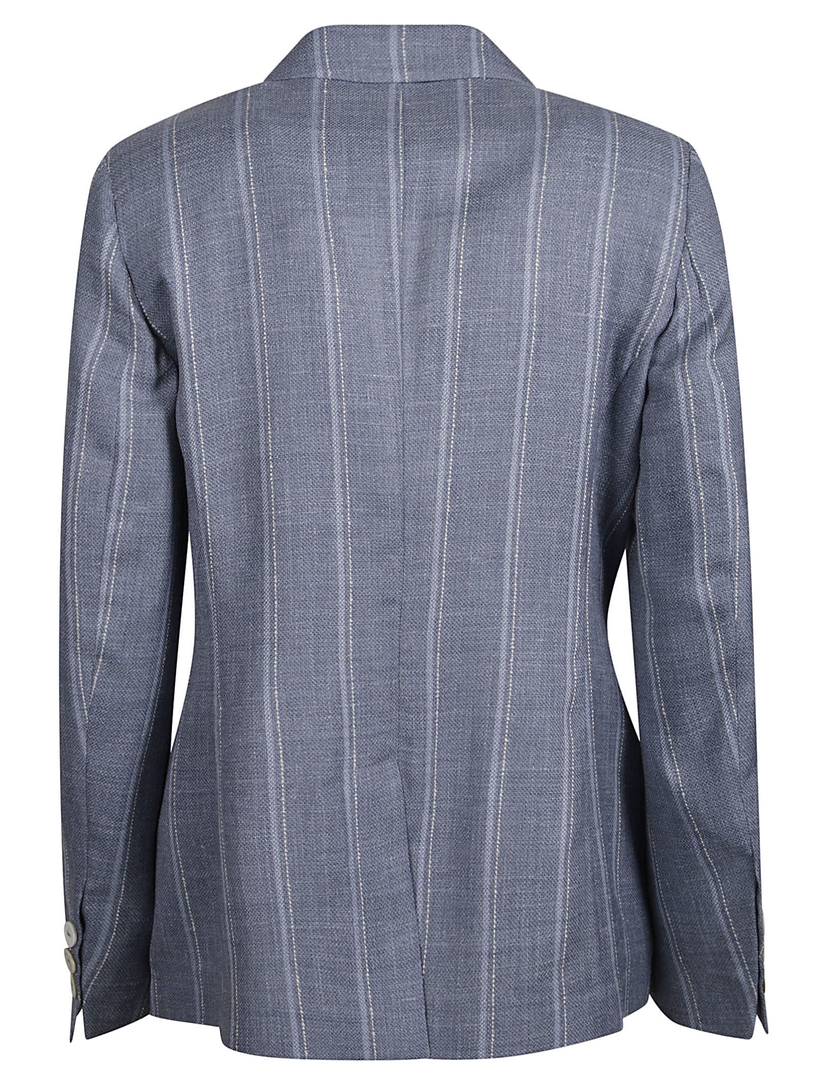 Shop Barba Napoli Double-breasted Striped Blazer In Azure