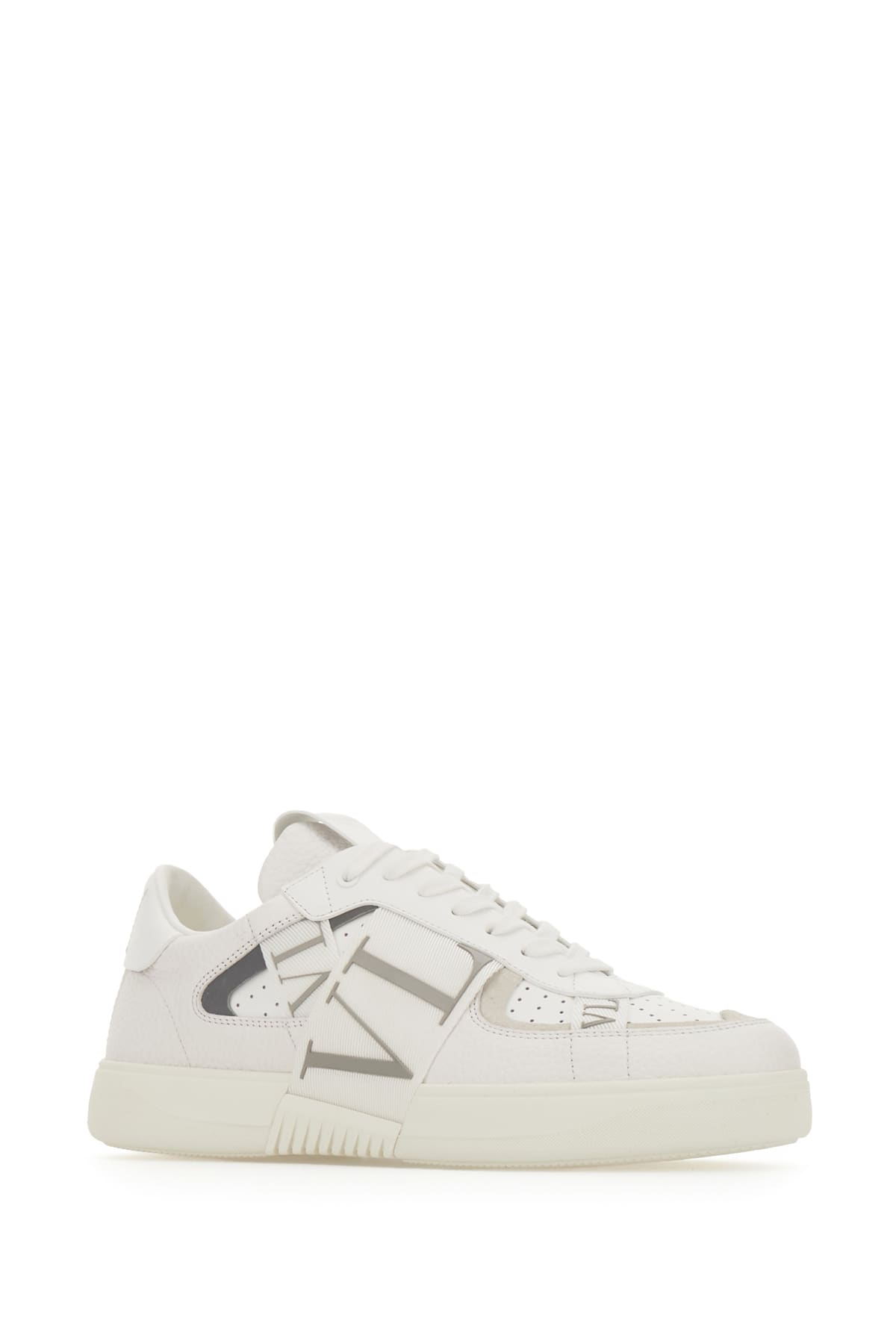 Shop Valentino White Leather Vltn Sneakers In Bianco