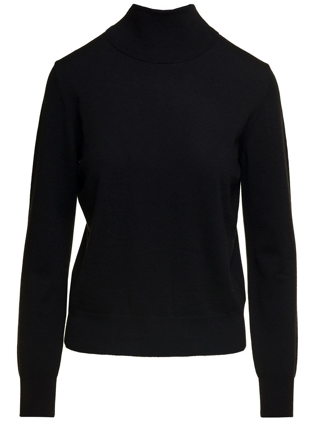 Parosh Black Mock Neck Sweatshirt With Long Sleeves In Wool Blend Woman