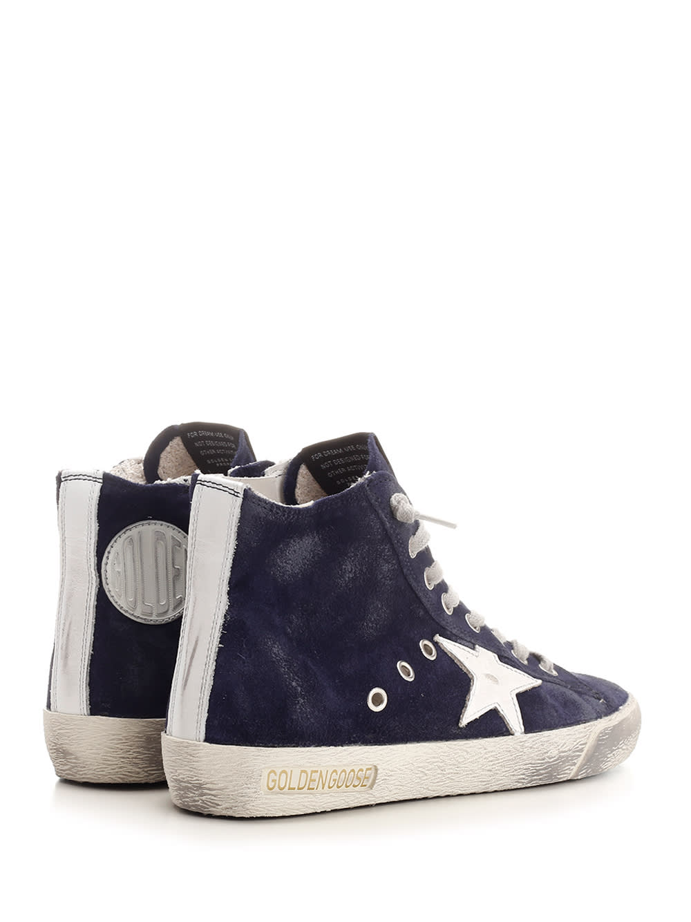 Golden Goose Francy Distressed Suede High-top Sneakers In Night Blue/white