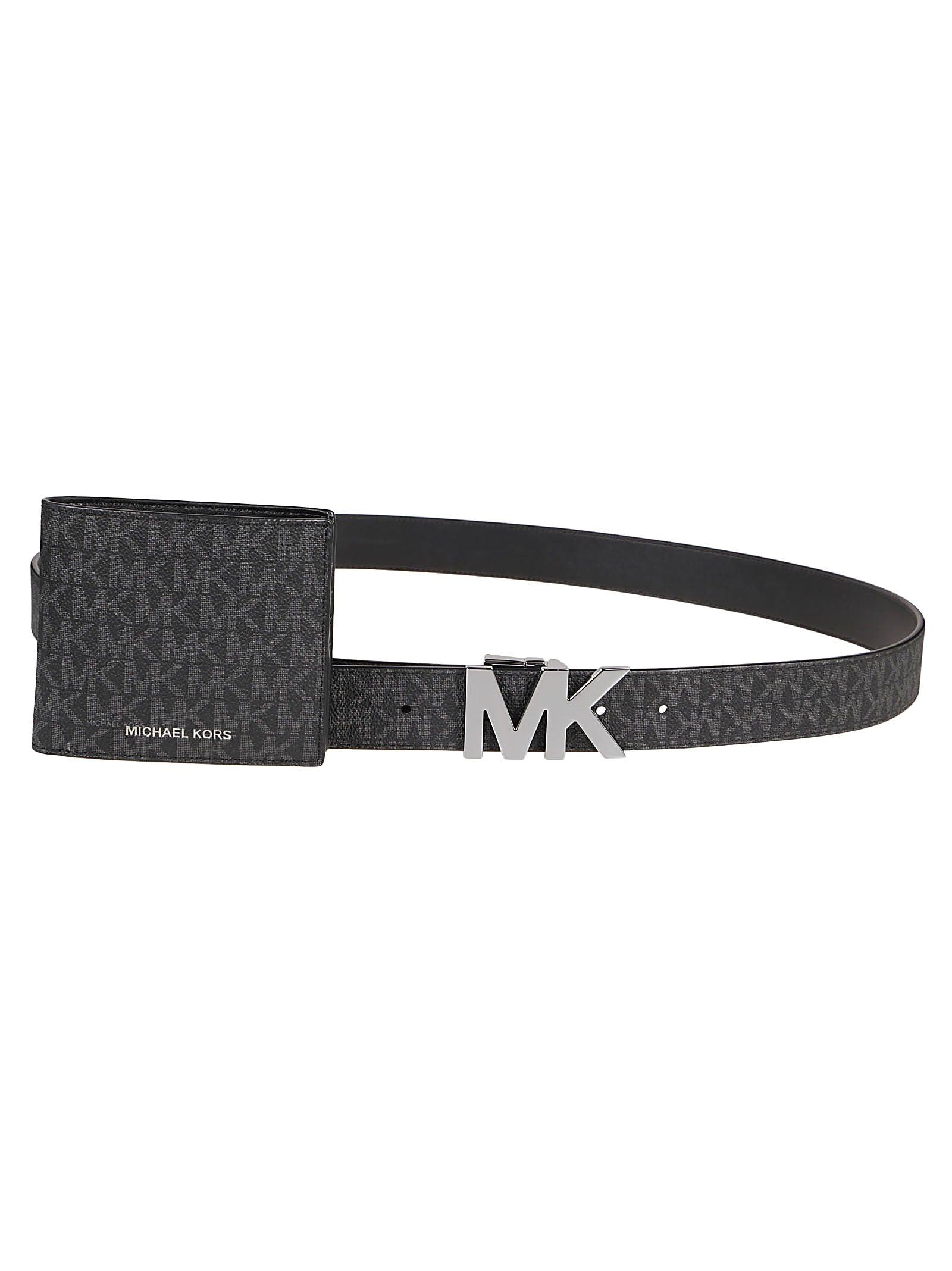 Michael Kors Logo Belt And Monogram Billfold Wallet Set