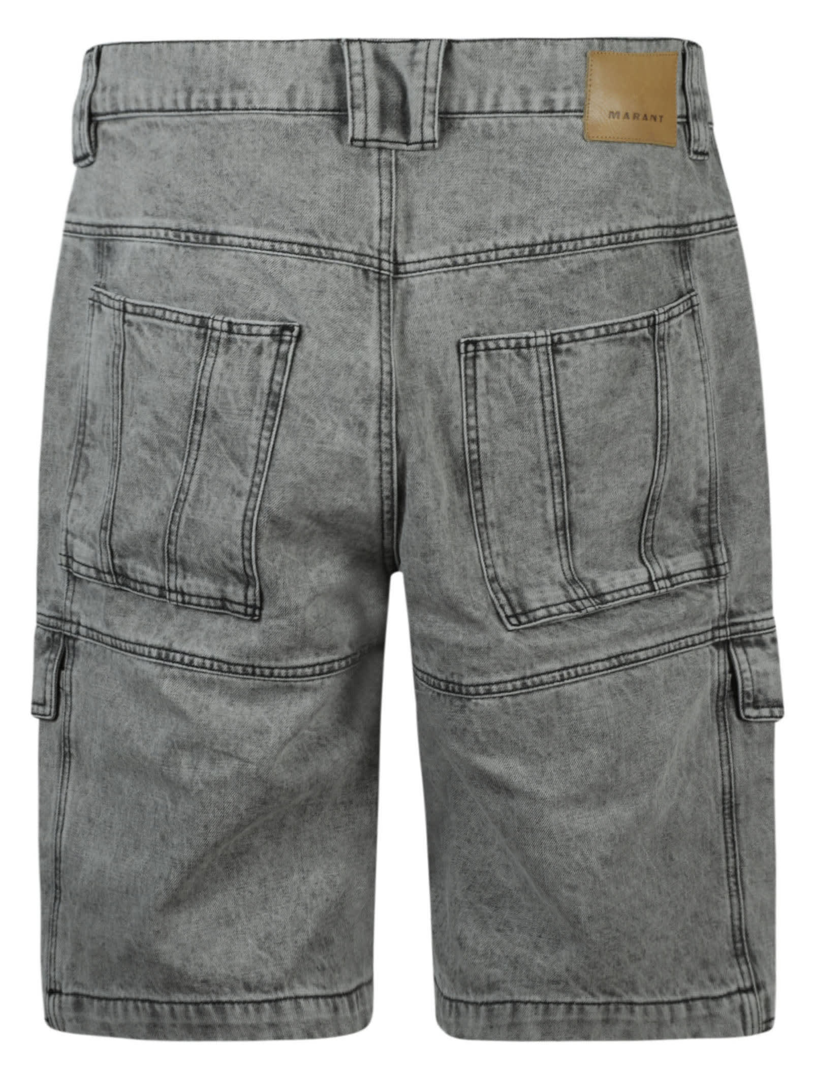 Shop Isabel Marant Stonewashed Denim Shorts In Grey