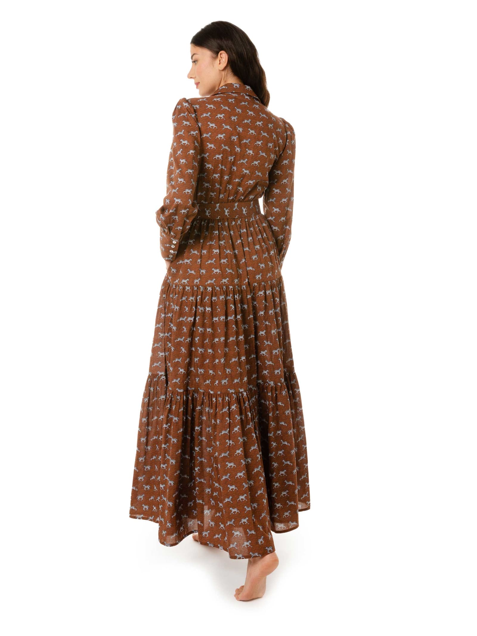 Shop Mc2 Saint Barth Woman Long Dress Jensen With Zebra Print In Brown