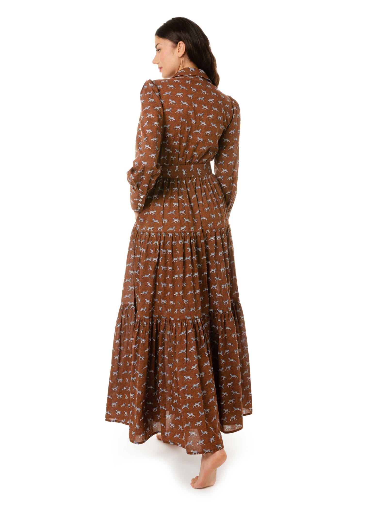 Mc2 Saint Barth Woman Long Dress With Zebra Print In Brown