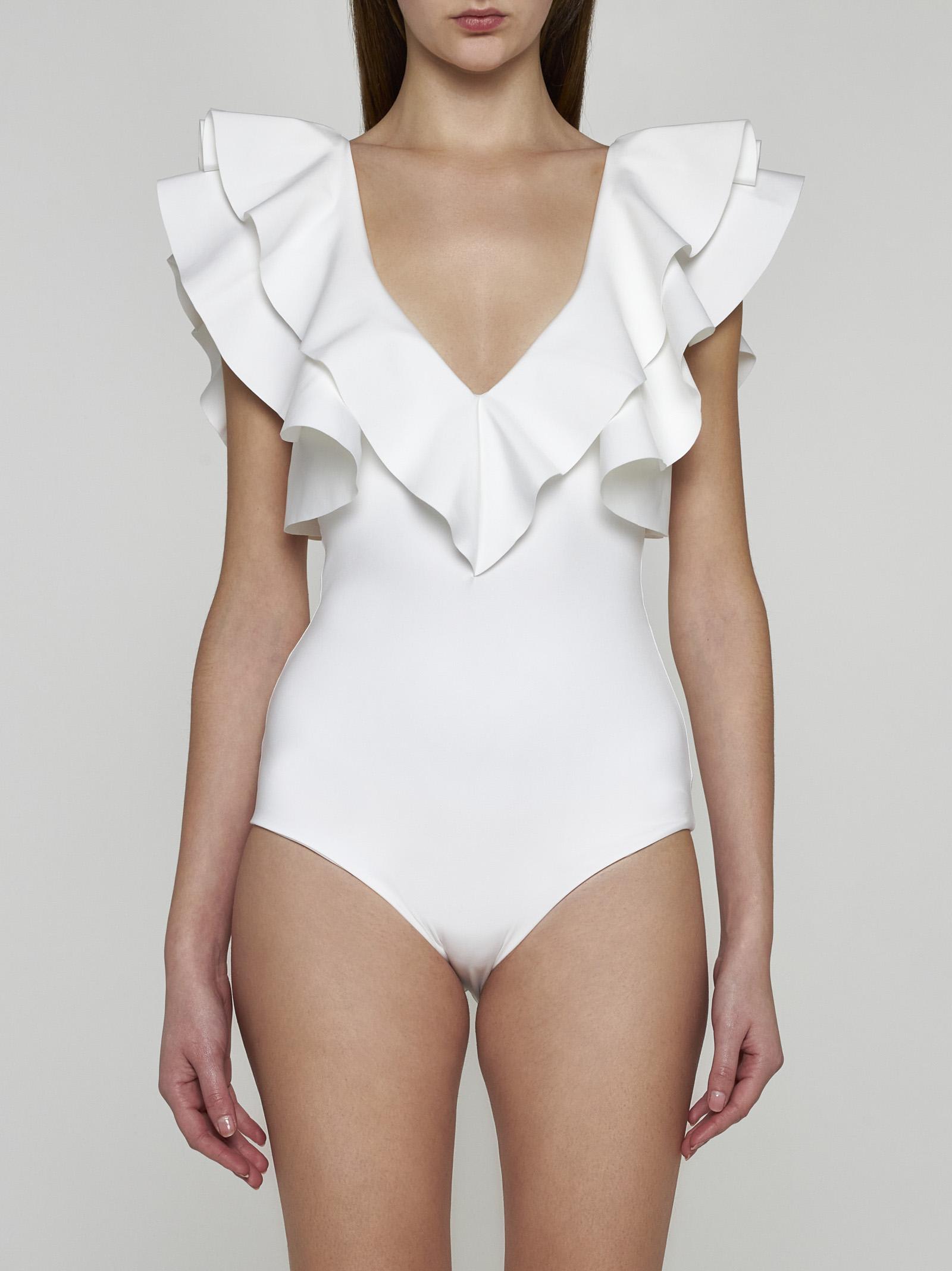 Shop Maygel Coronel Santa One-piece Swimsuit In White