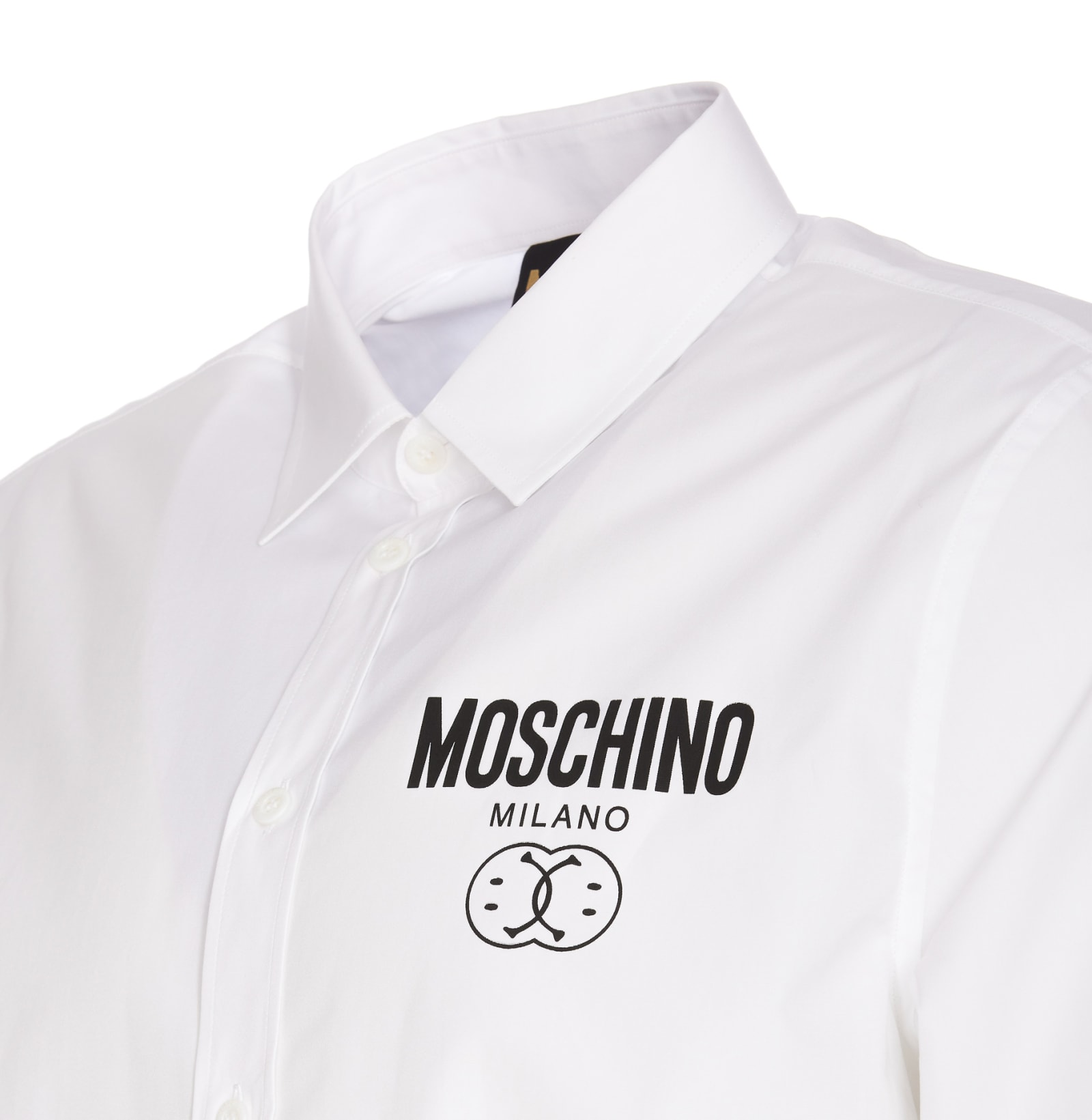 Shop Moschino Double Question Shirt In White