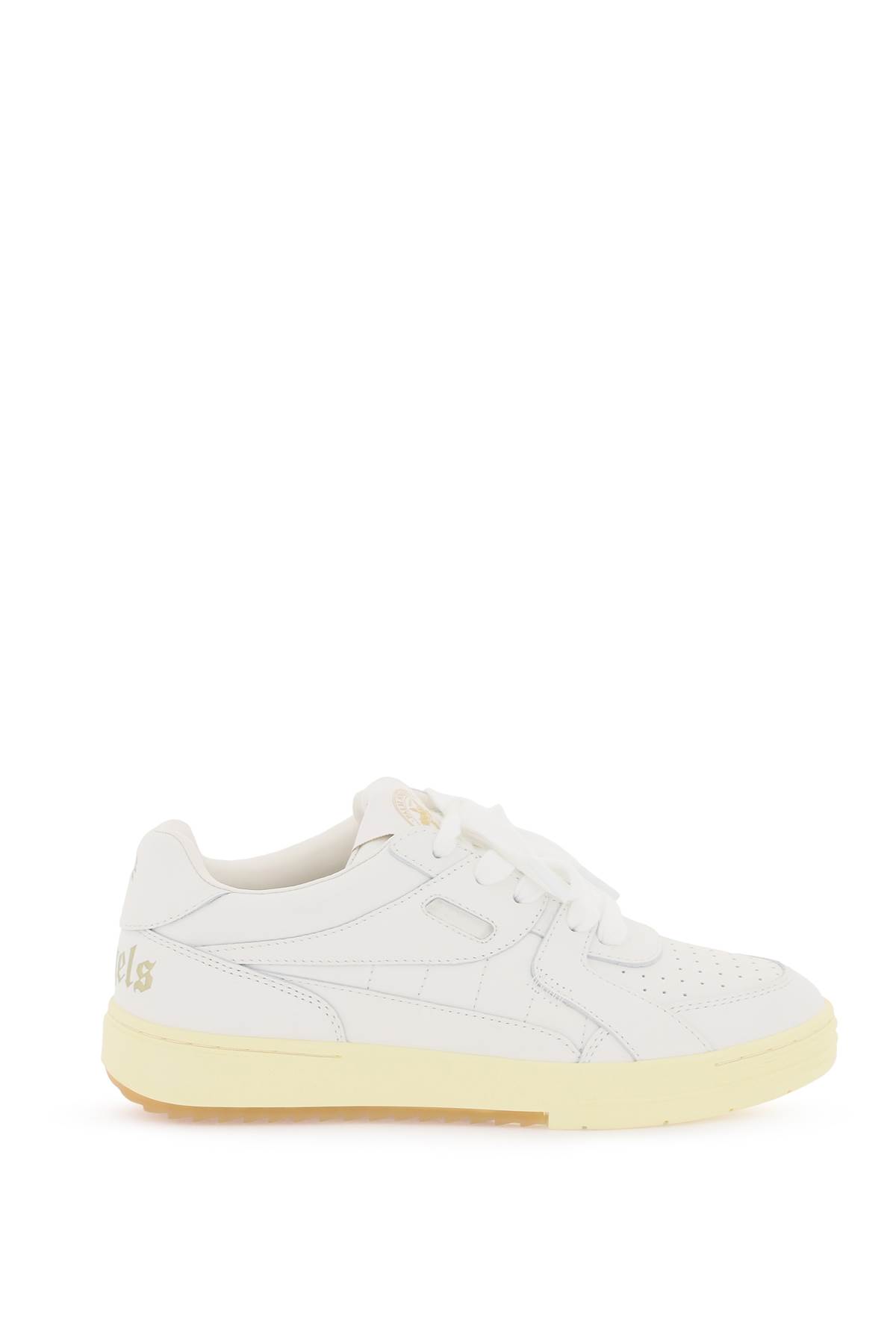 Shop Palm Angels Palm University Leather Sneakers In White Whit