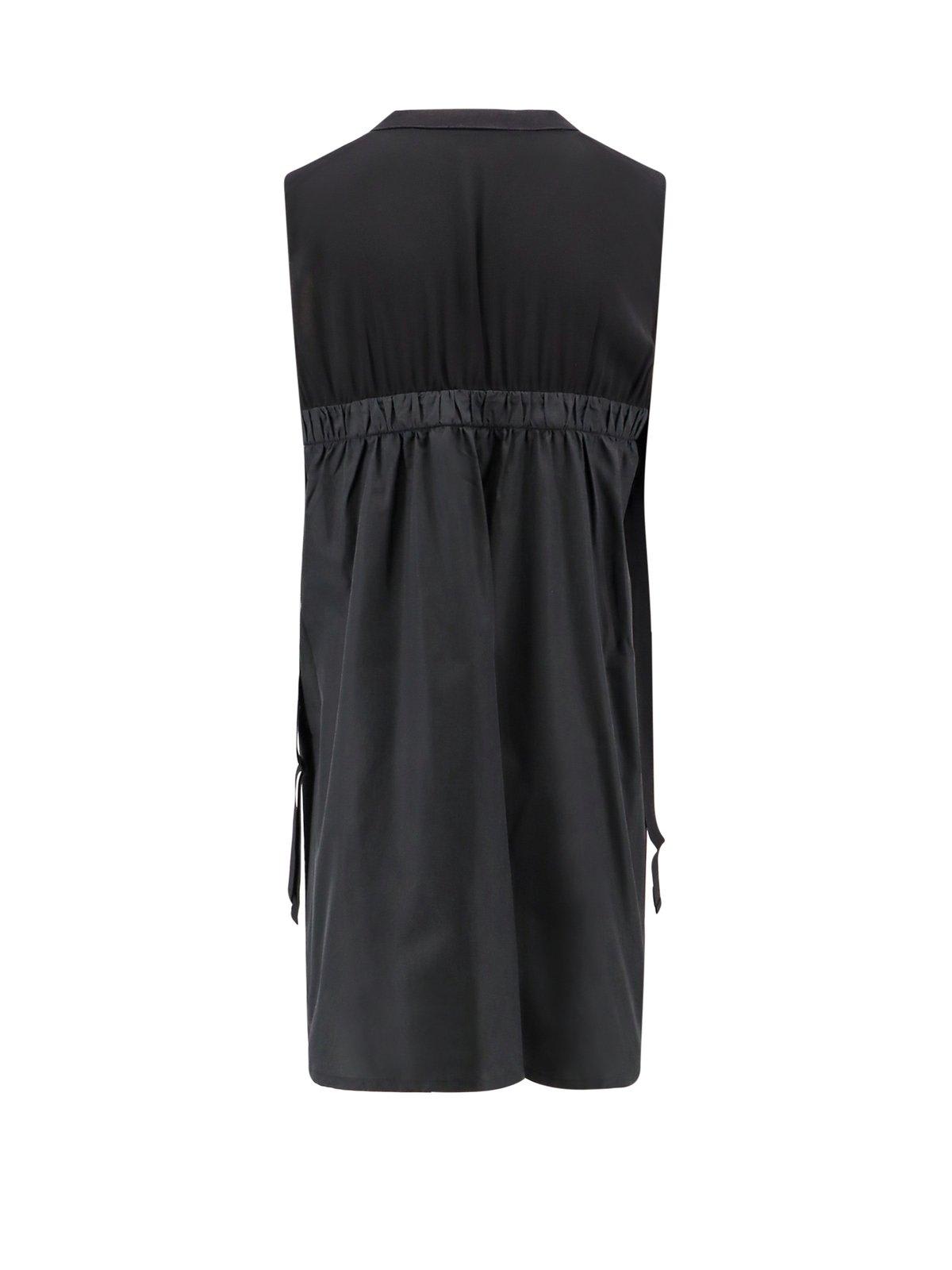 Shop Moncler V-neck Panelled Dress In Black