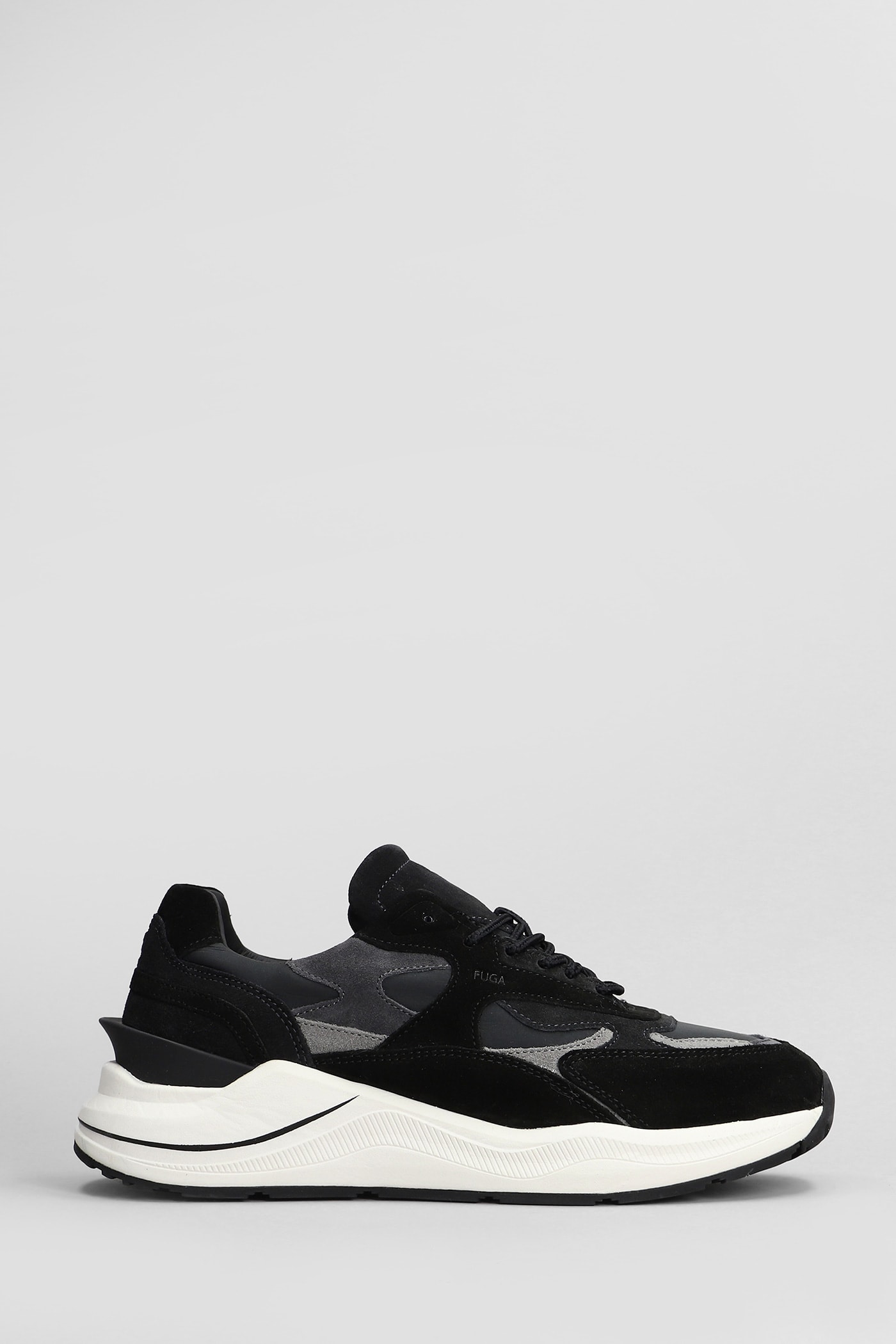 D. A.T. E. Fuga Sneakers In Black Suede And Fabric