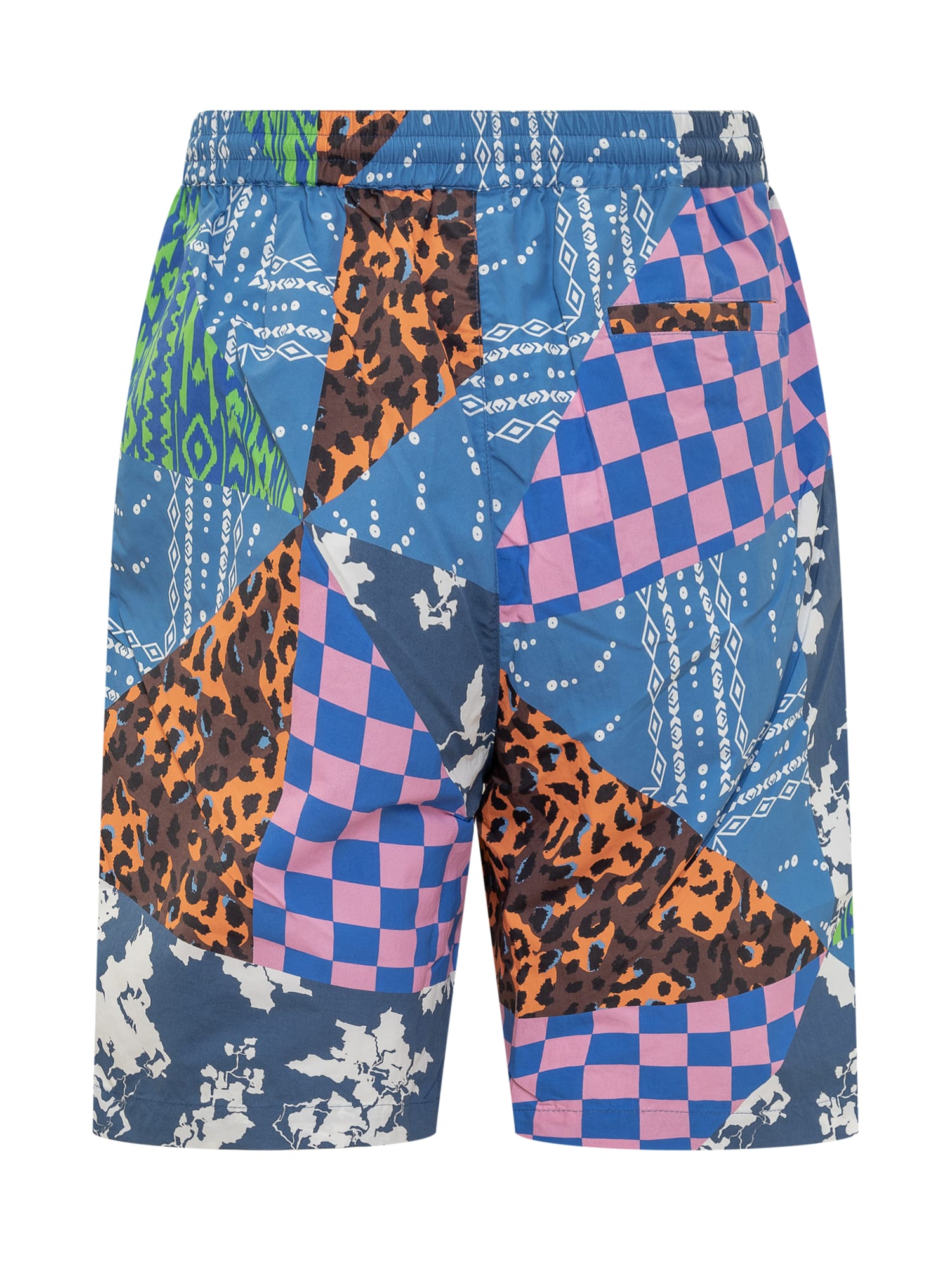 Shop Marcelo Burlon County Of Milan Mix & Match Shorts In Blue Multi