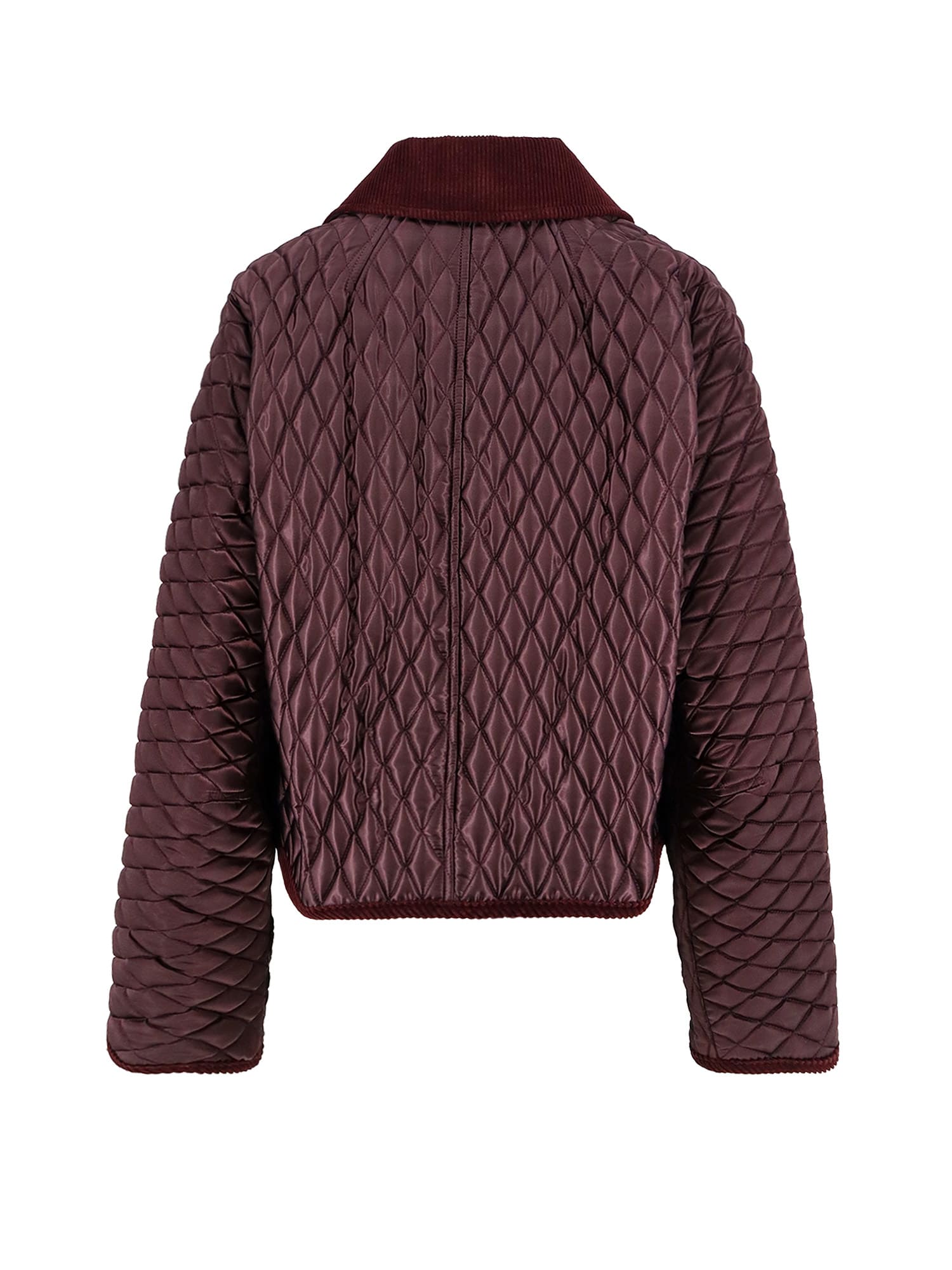 Burberry Mahogany Floriston Cropped Quilted Nylon Jacket Women In Multi
