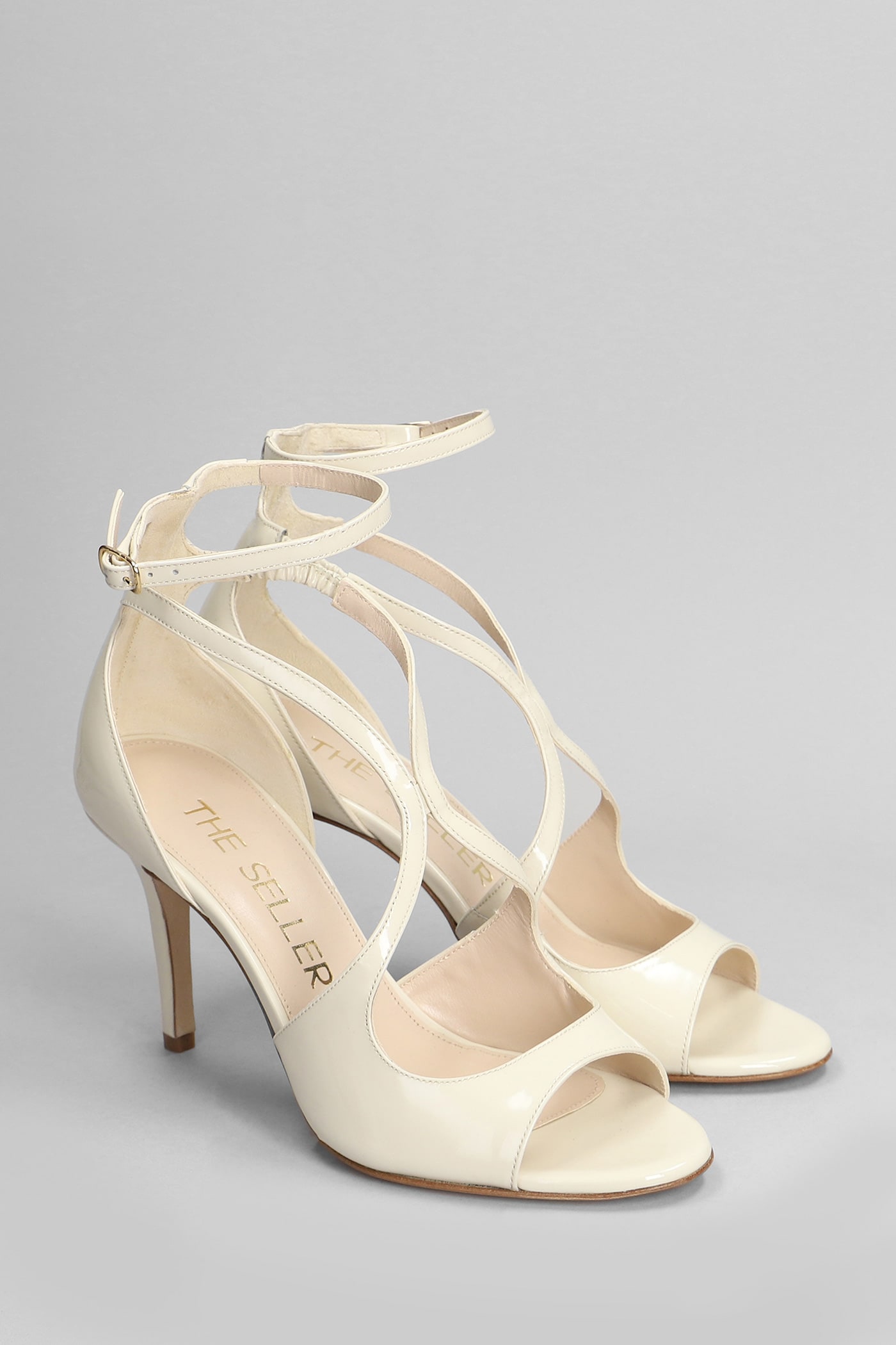 Shop The Seller Sandals In Beige Patent Leather