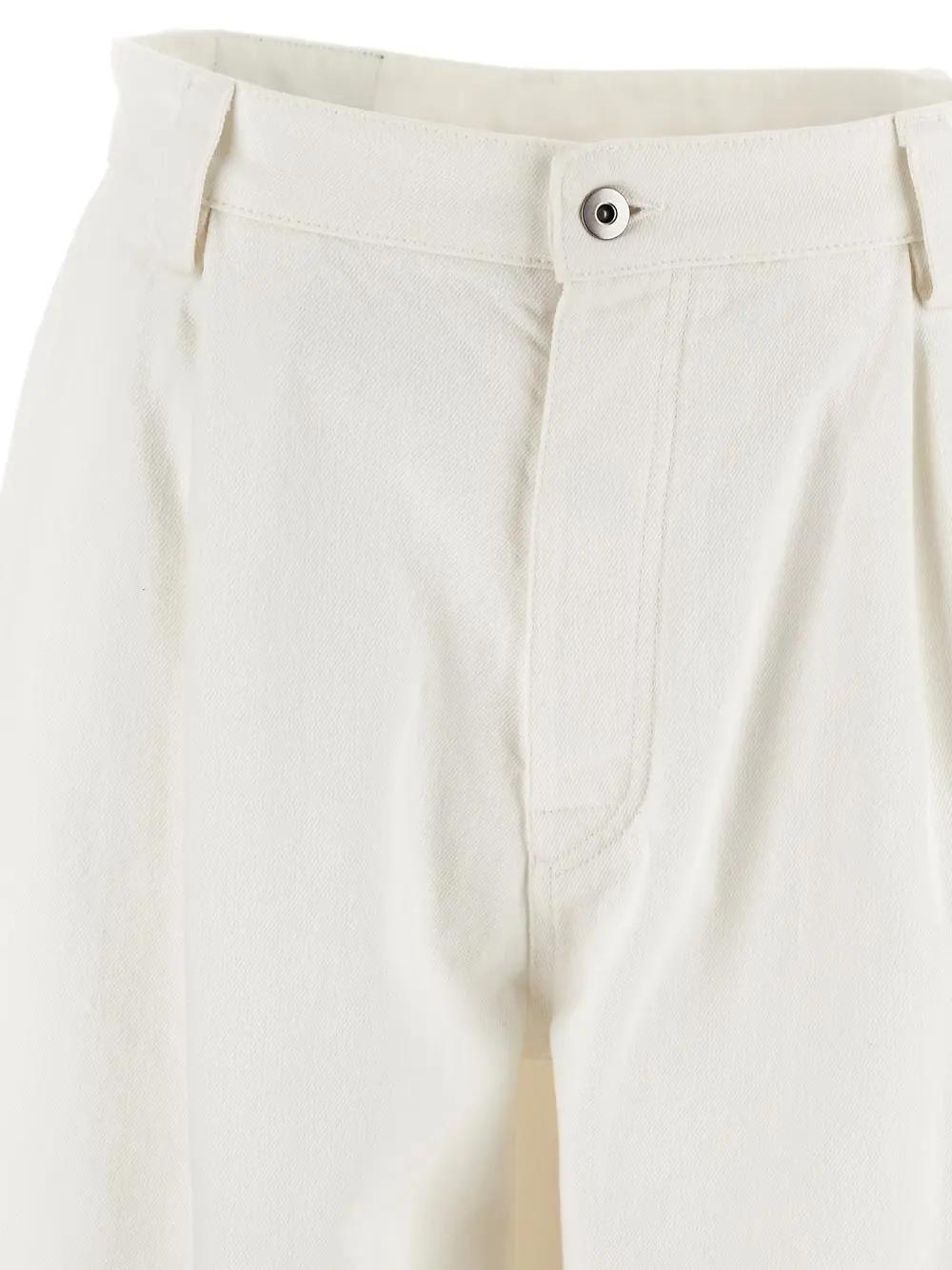 Shop Bottega Veneta Wide Leg Trousers In White