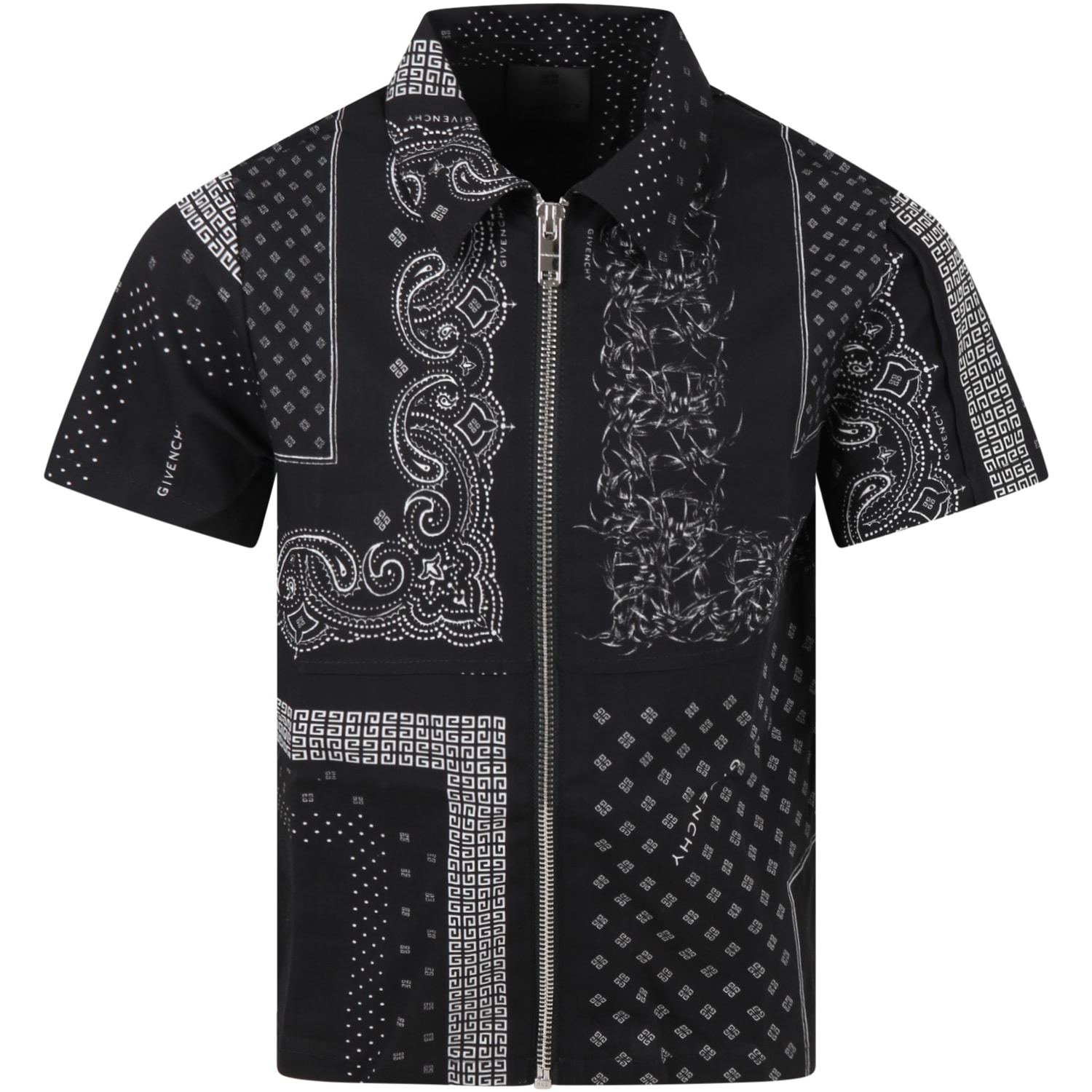 Givenchy Black Shirt For Boy With White Details