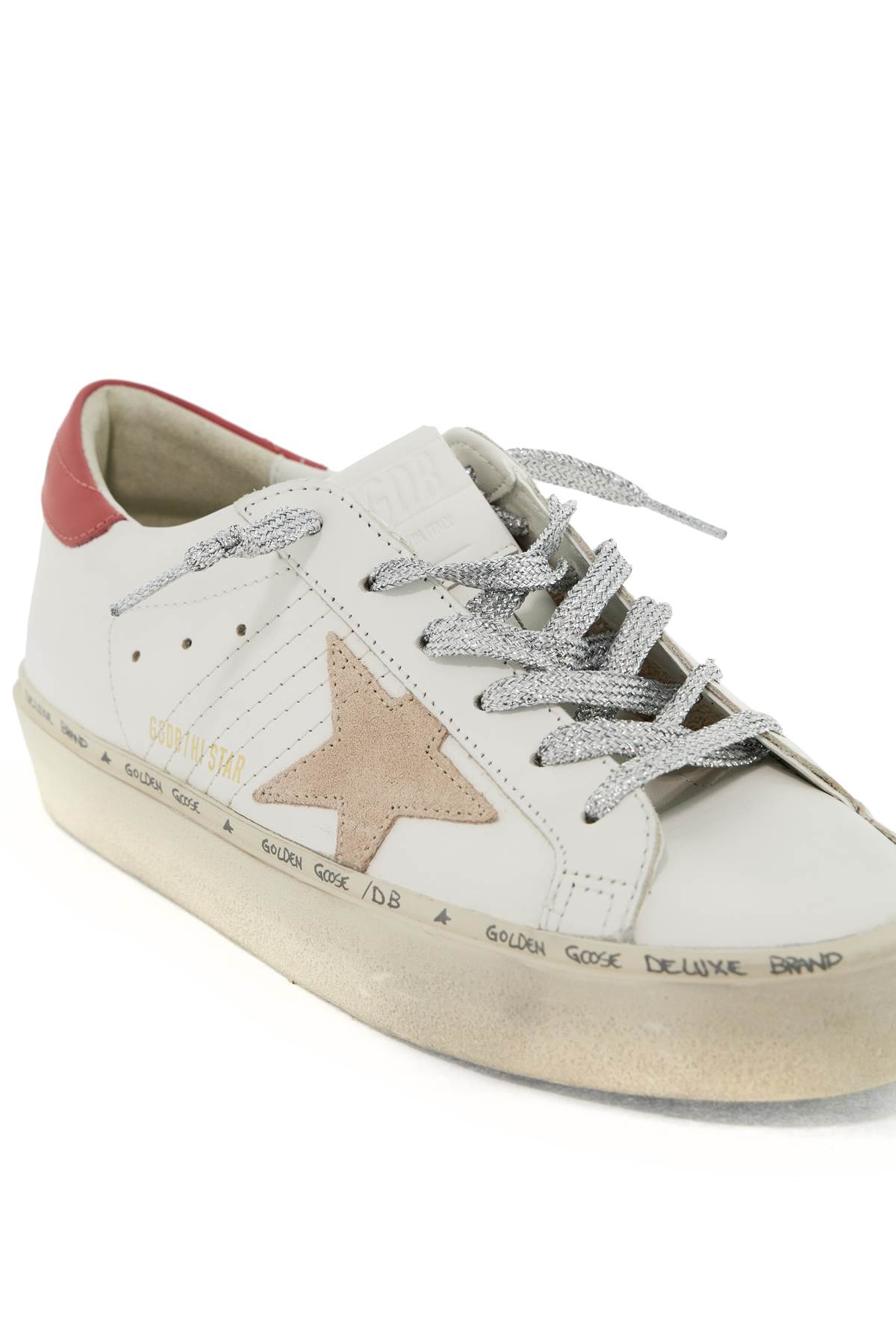 Shop Golden Goose Hi Star Sneakers In White/taupe/mineral Red (white)