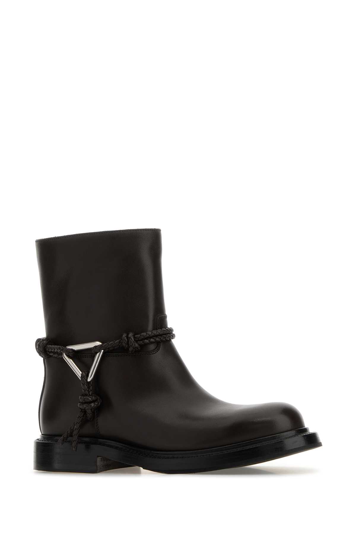 Bottega Veneta Leather Ankle Boots Featuring Decorative Hardware In Brown
