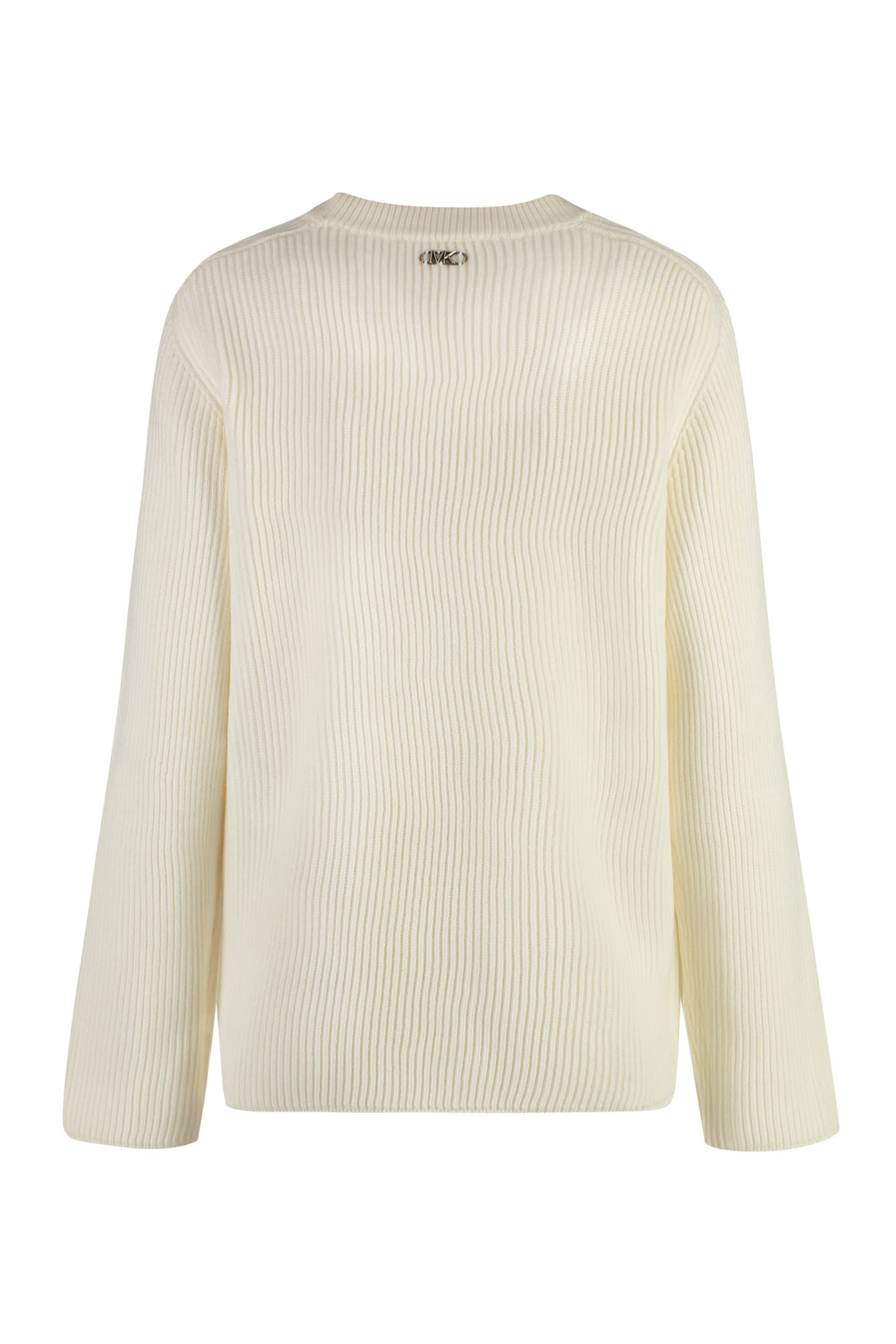 Shop Michael Michael Kors Merino Wool Crew-neck Sweater In Panna