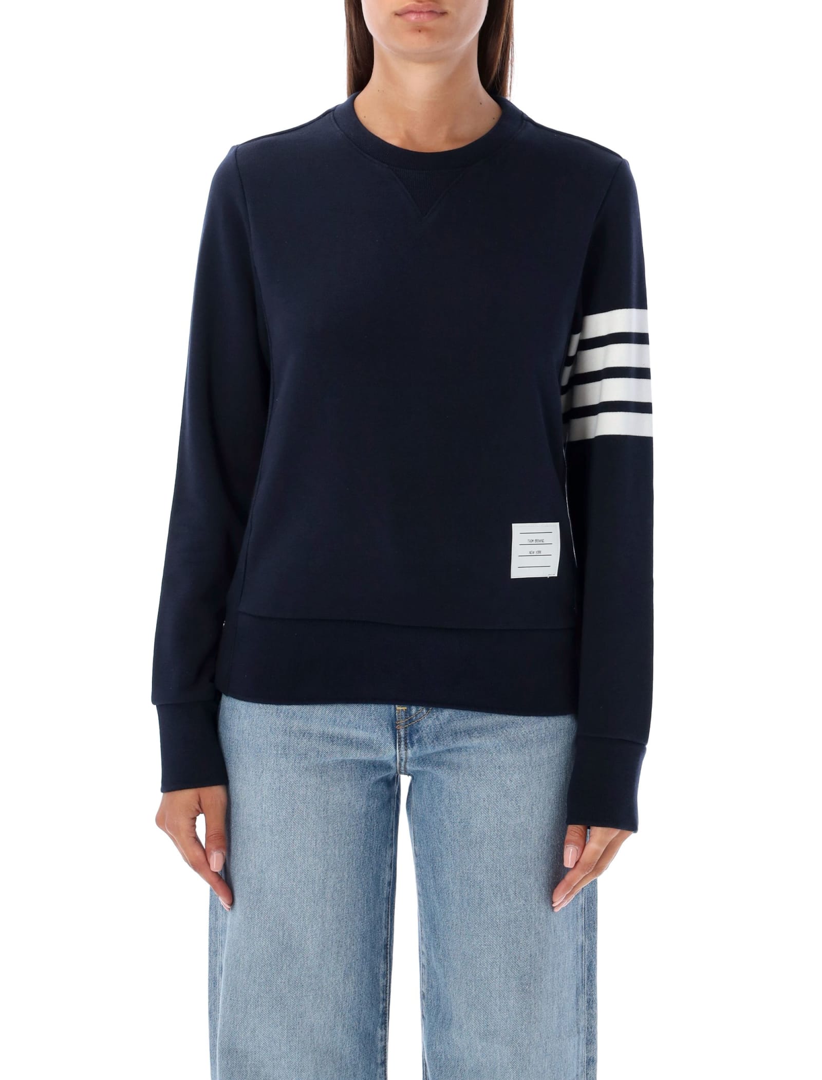 Shop Thom Browne Crewneck Sweatshirt In Navy