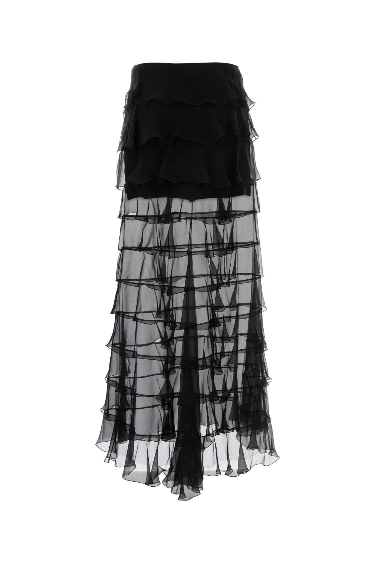 Shop Valentino Black Chiffon Skirt In Nero