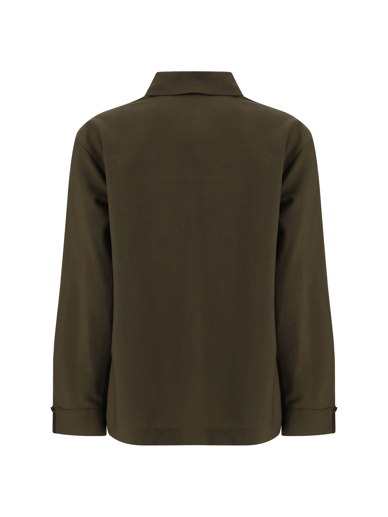 Fendi Women Green Shirt With Asymmetric Side Closure And Cut-out Detail On The Front In Wool Woman In Green