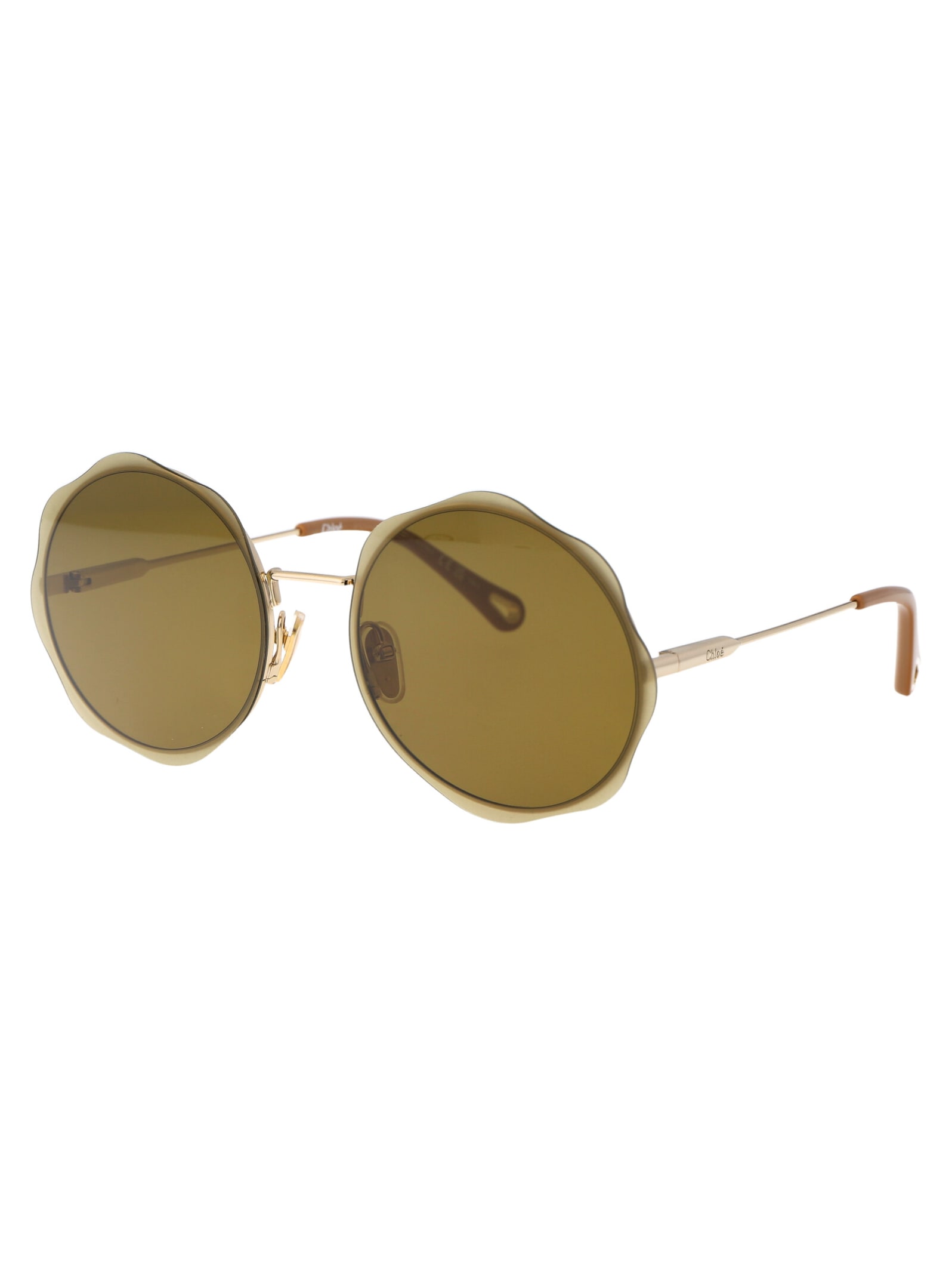Shop Chloé Ch0202s Sunglasses In 001 Gold Gold Green