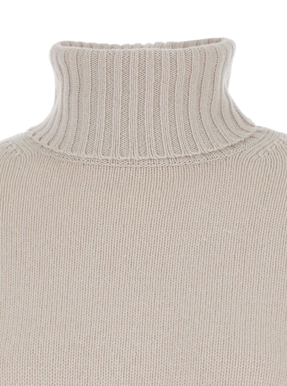 Shop Allude Beige High Neck Sweater In Wool And Cashmere Woman