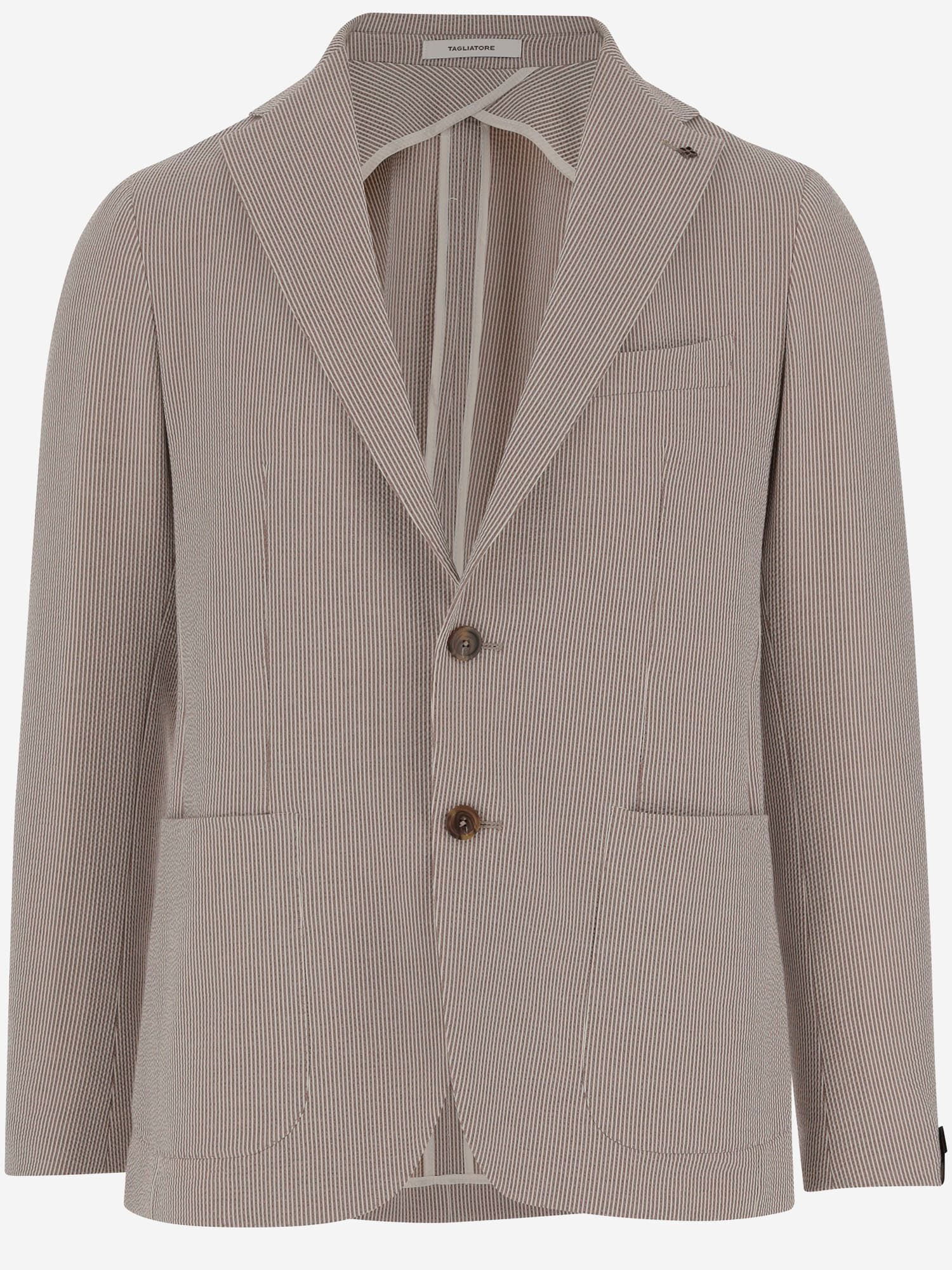 Tagliatore Beige Stretch Cotton Blazer
