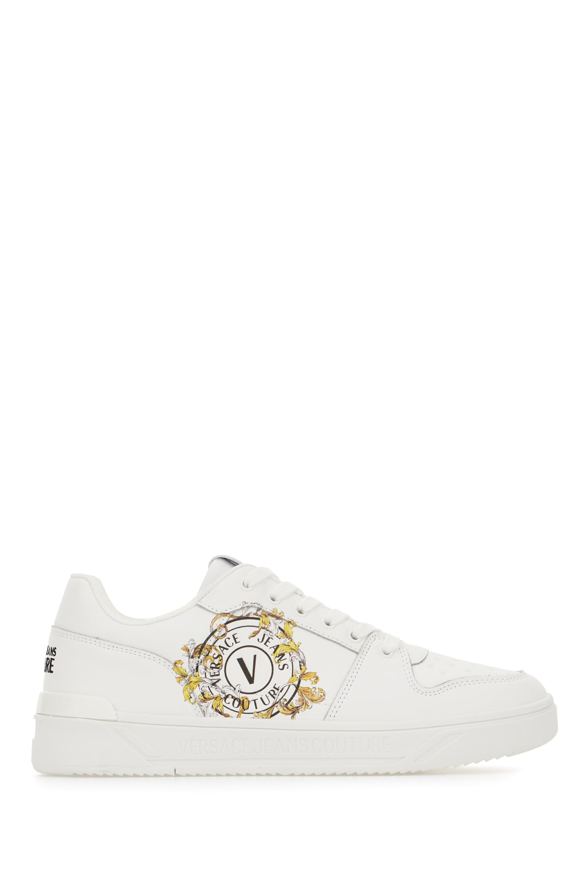 White Leather And Fabric Sneakers