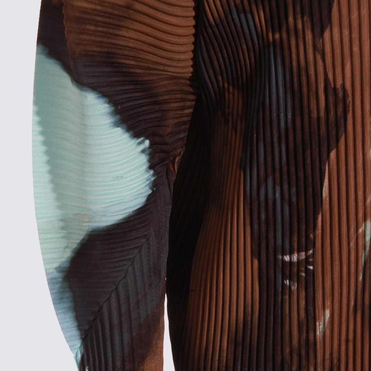 Issey Miyake Long Sleeve Abstract Pattern Pleated Jacket In Multi