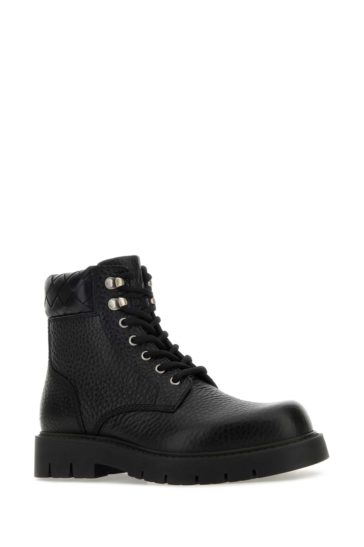 Shop Bottega Veneta Black Leather Haddock Ankle Boots In Blackblack