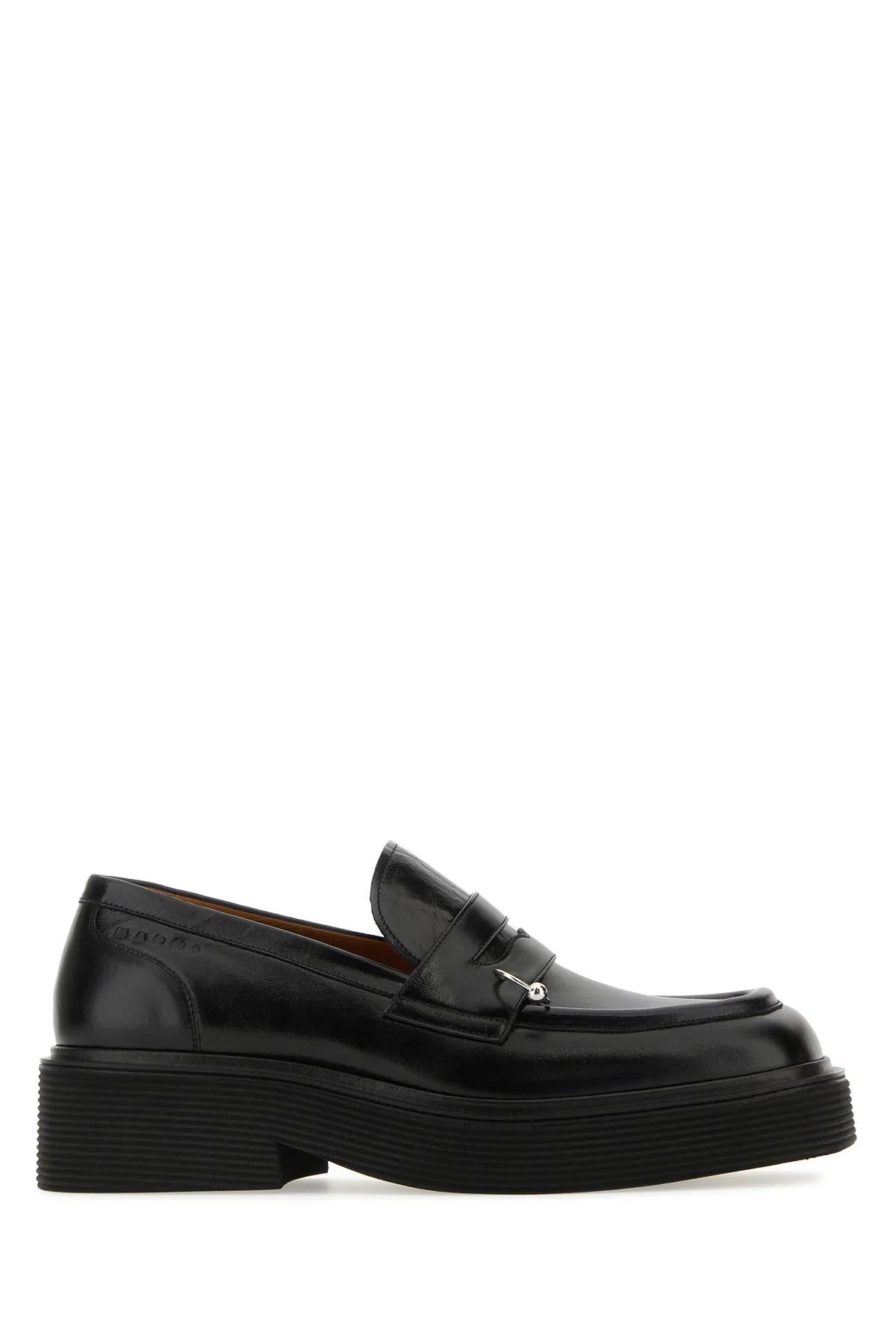 MARNI BLACK LEATHER LOAFERS