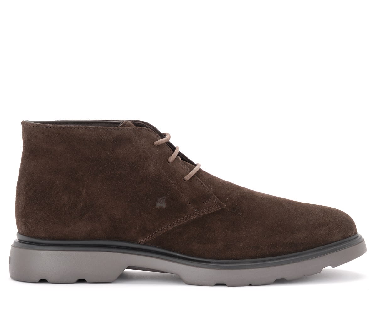 Hogan Route Model Ankle Boot In Brown Suede