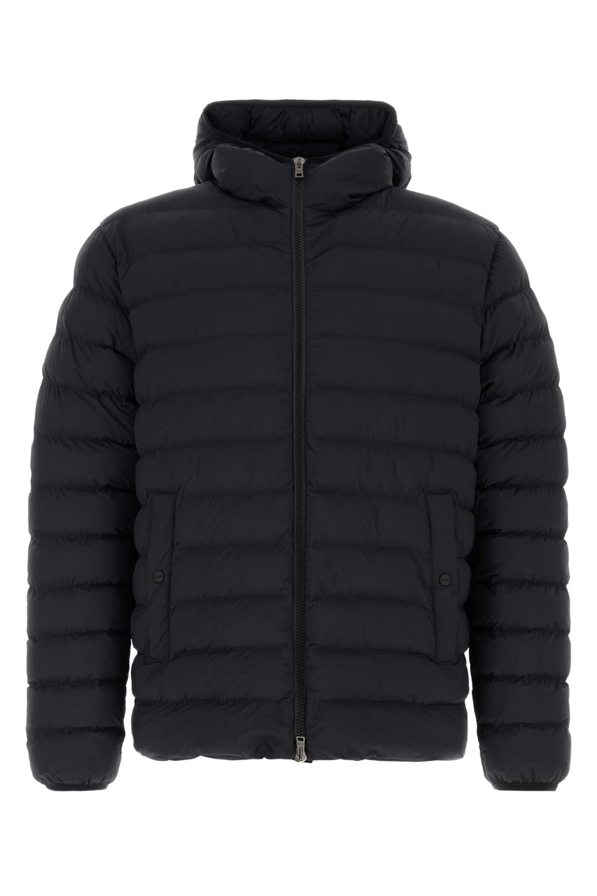 Herno Midnight Blue Stretch Nylon Jacket In Black