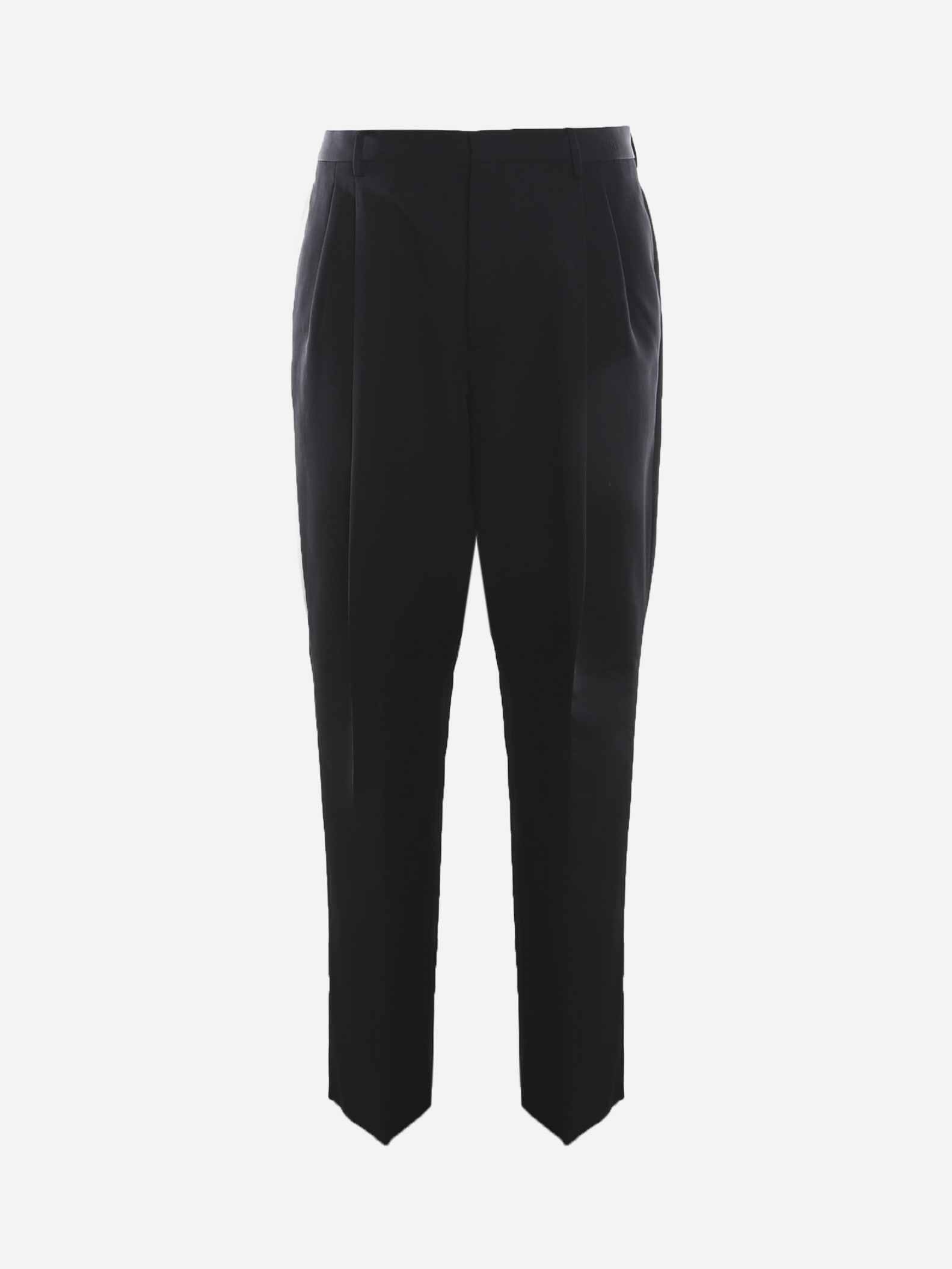 Valentino Cotton Trousers With Tone-on-tone Embroidered Logo