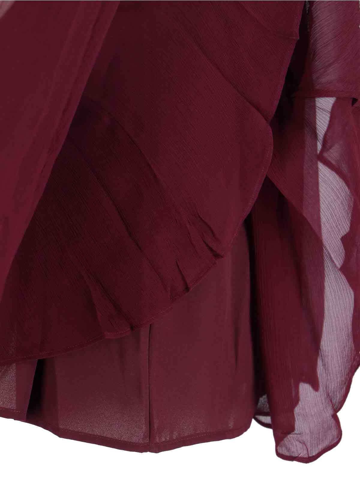 Staud Silk Dress With Cowl Neckline And Puff Sleeves In Red