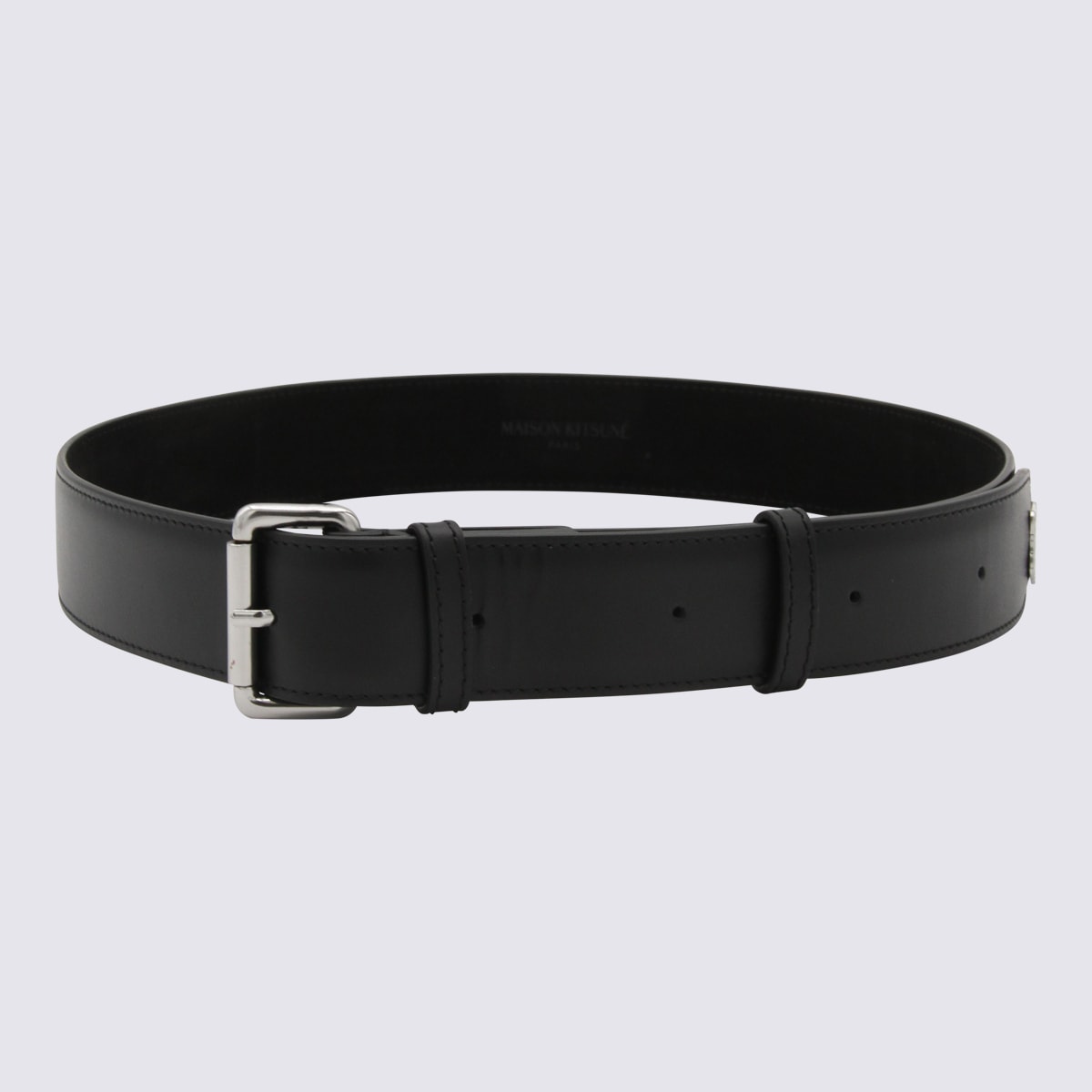 Shop Maison Kitsuné Black Leather Belt