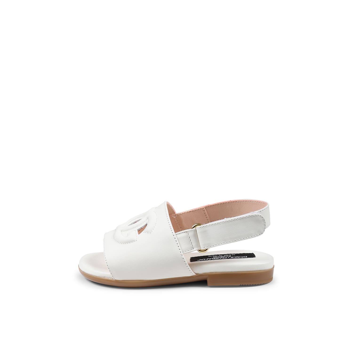 DOLCE & GABBANA WHITE SANDALS FOR GIRL WITH LOGO