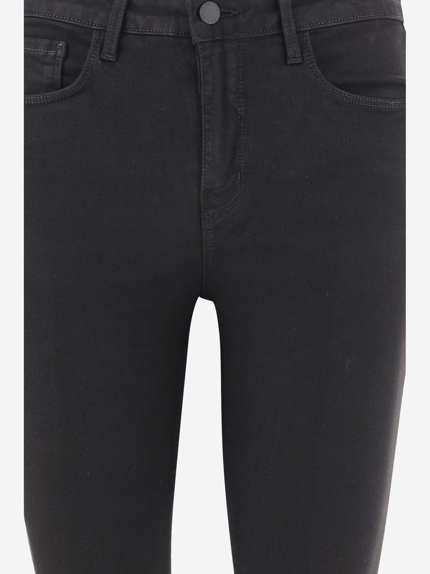 Shop L Agence Cotton Blend Denim Jeans In Black