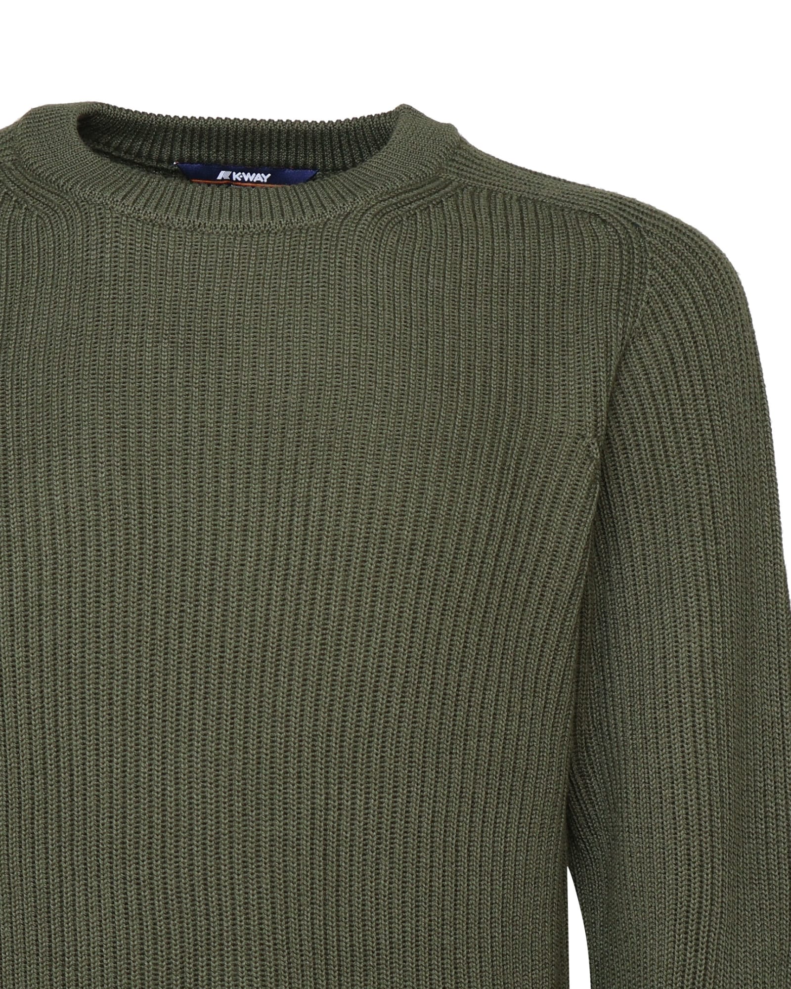 K-way Ribbed Round-neck Sweater In Green