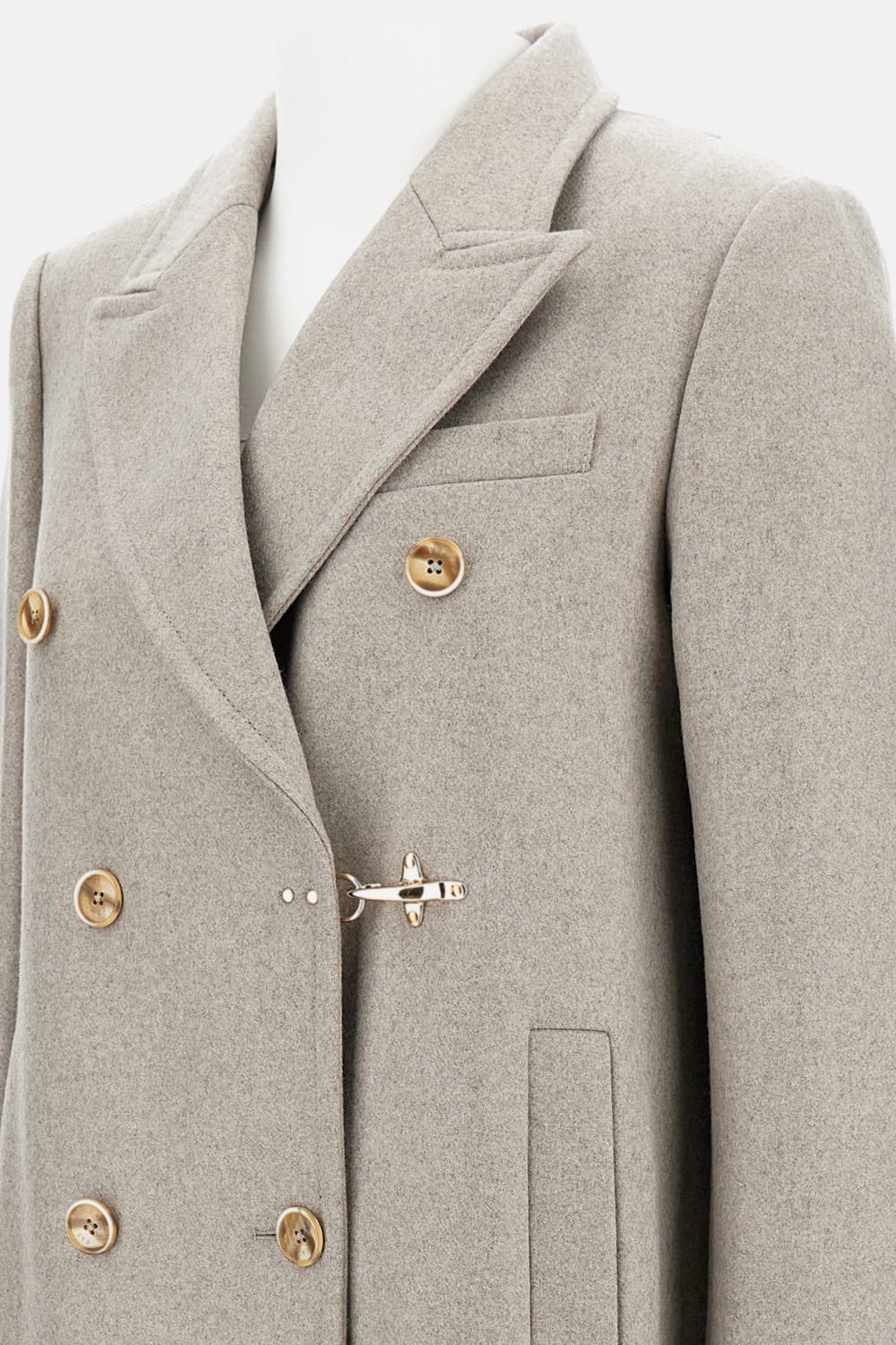 Fay Double-breasted Coat With Hook In Gray