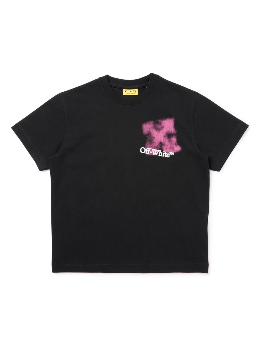 Off-white Kids' Spray Logo T-shirt In Black